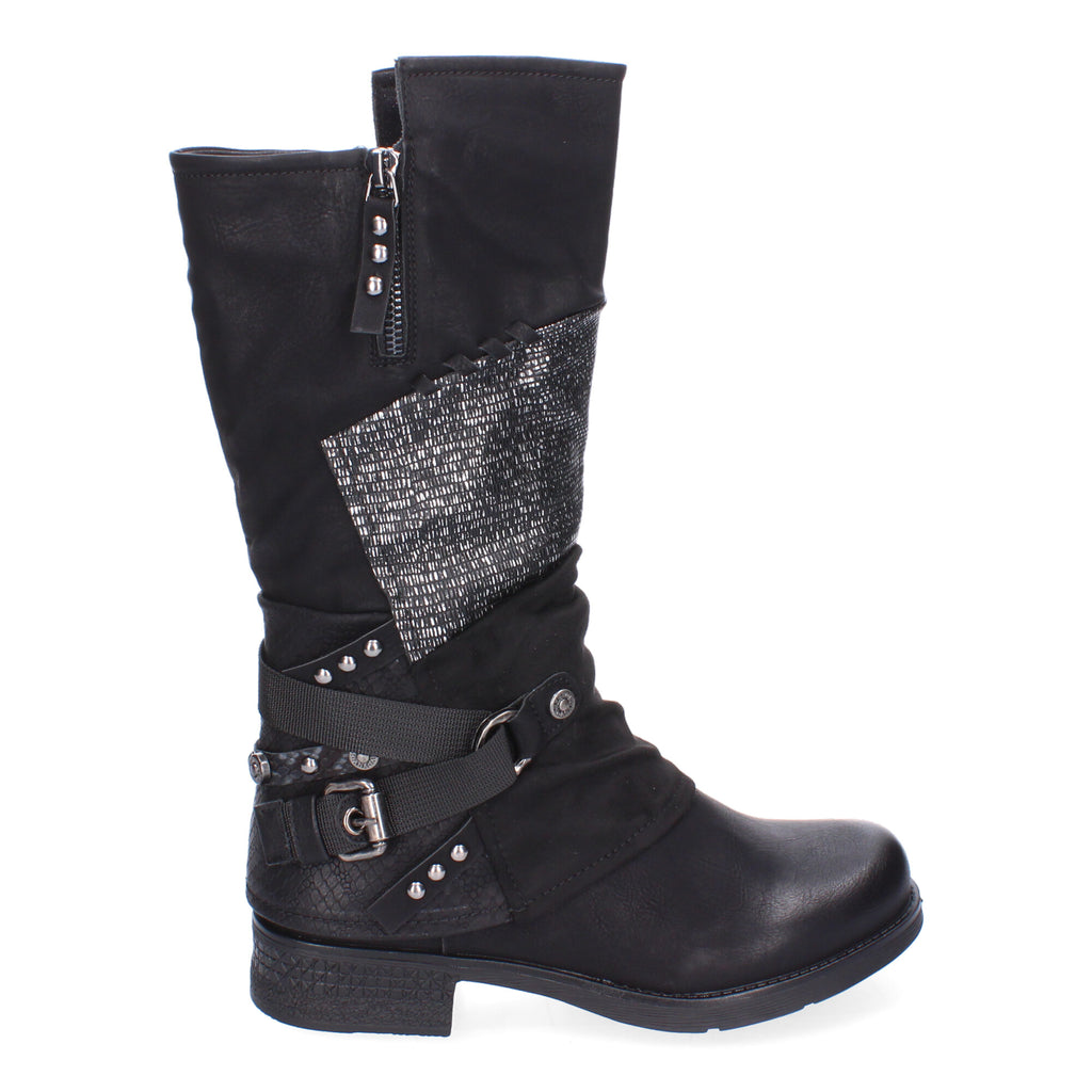 Botas de Mujer Elegantes con Hebillas, Tiras Decorativas y Cremallera Lateral