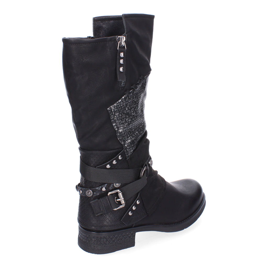 Botas de Mujer Elegantes con Hebillas, Tiras Decorativas y Cremallera Lateral