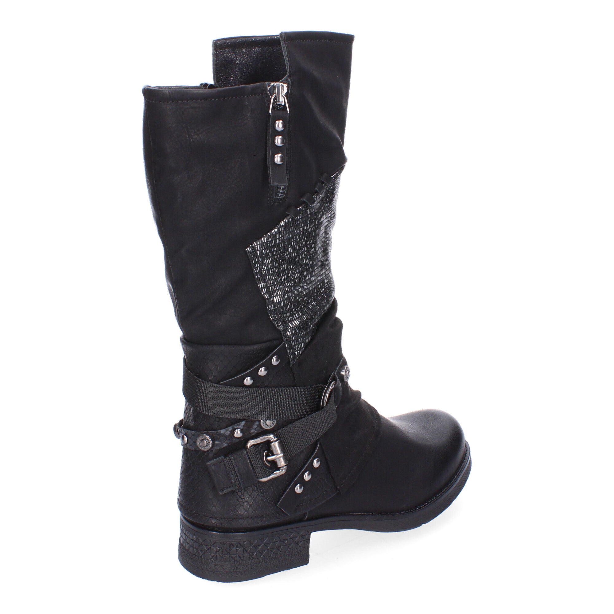 Botas de Mujer Elegantes con Hebillas, Tiras Decorativas y Cremallera Lateral