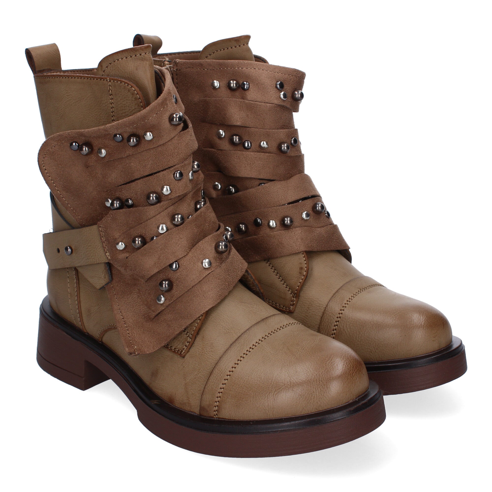 Botin De Tacon  Adornos Metálicos  Para Mujer