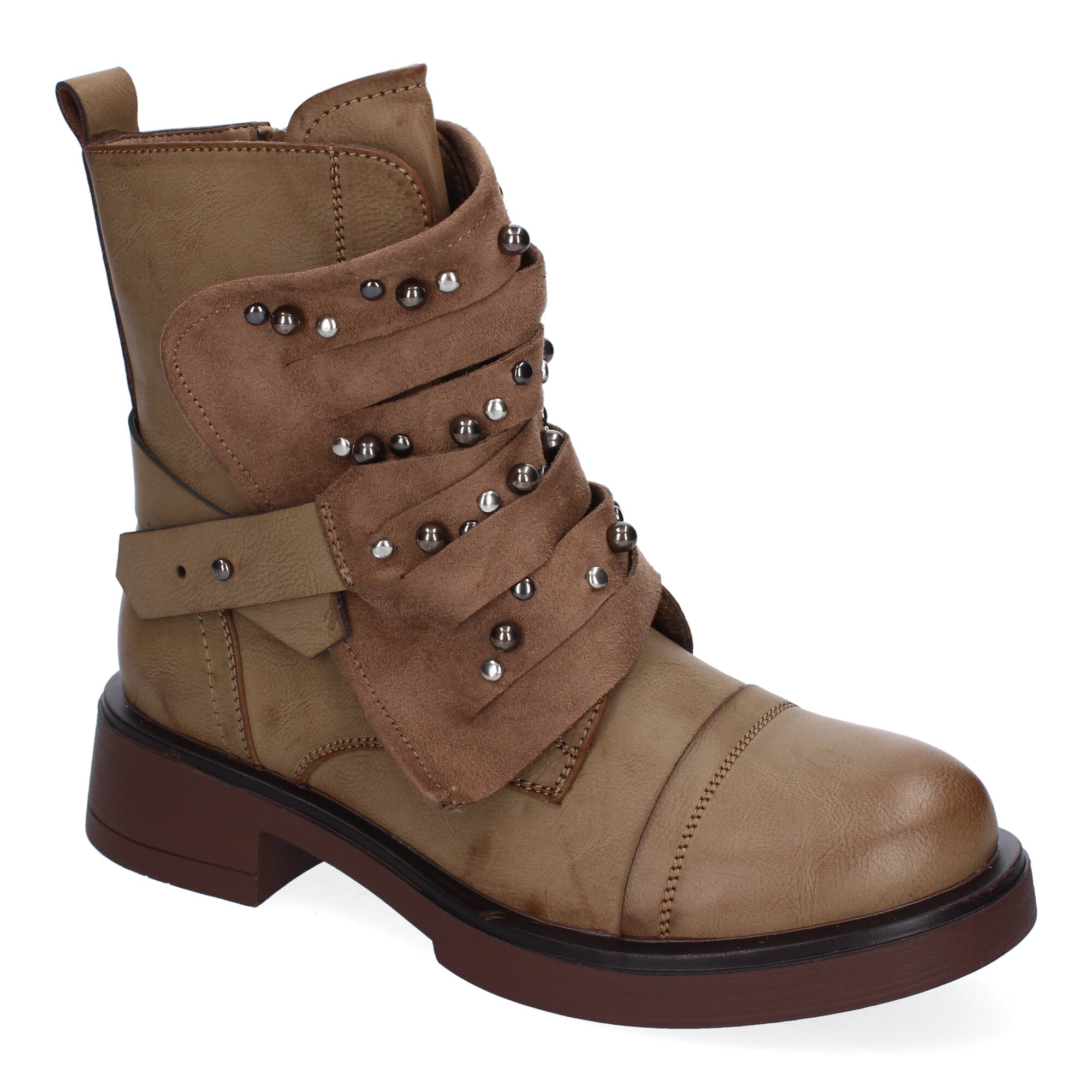 Botin De Tacon  Adornos Metálicos  Para Mujer