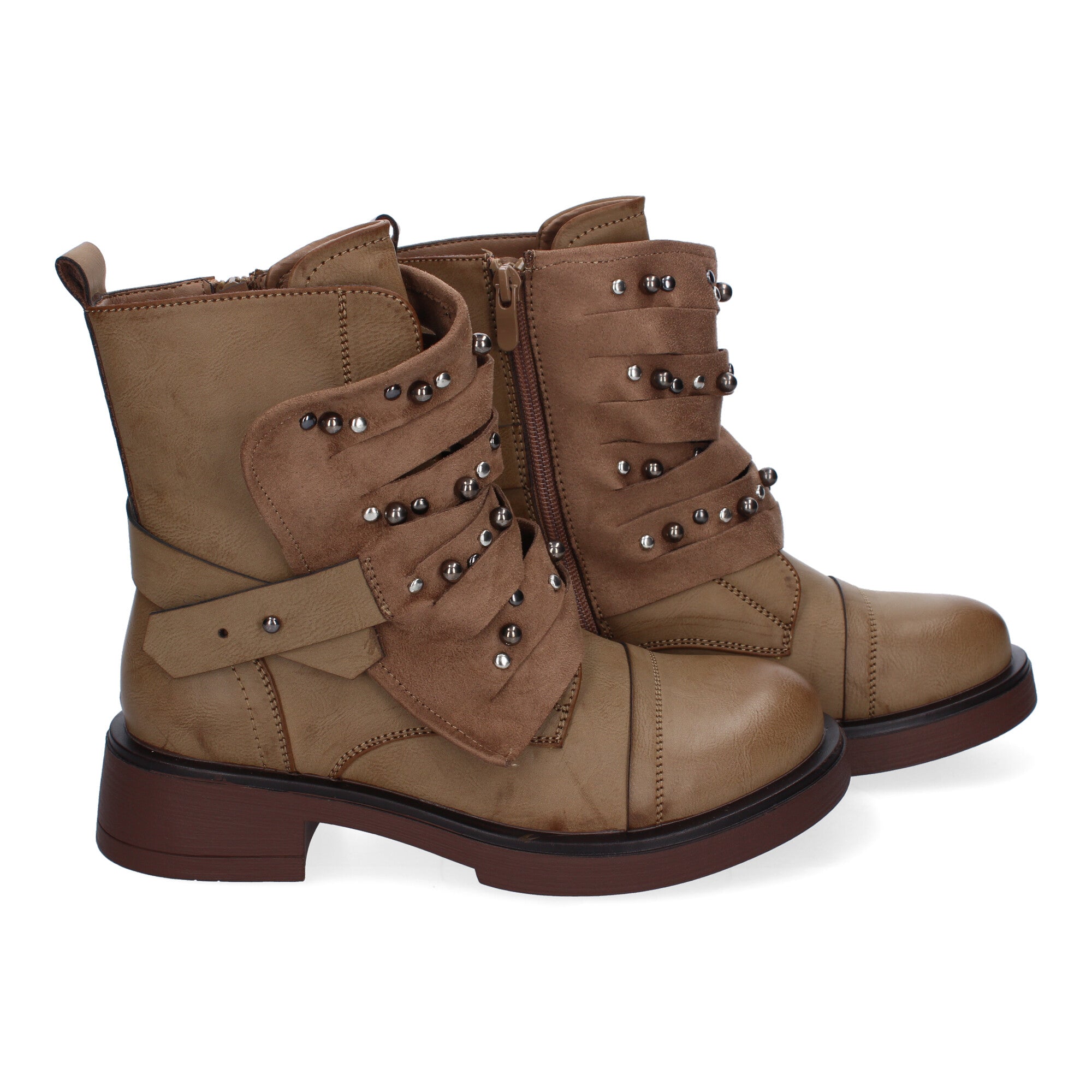 Botin De Tacon  Adornos Metálicos  Para Mujer