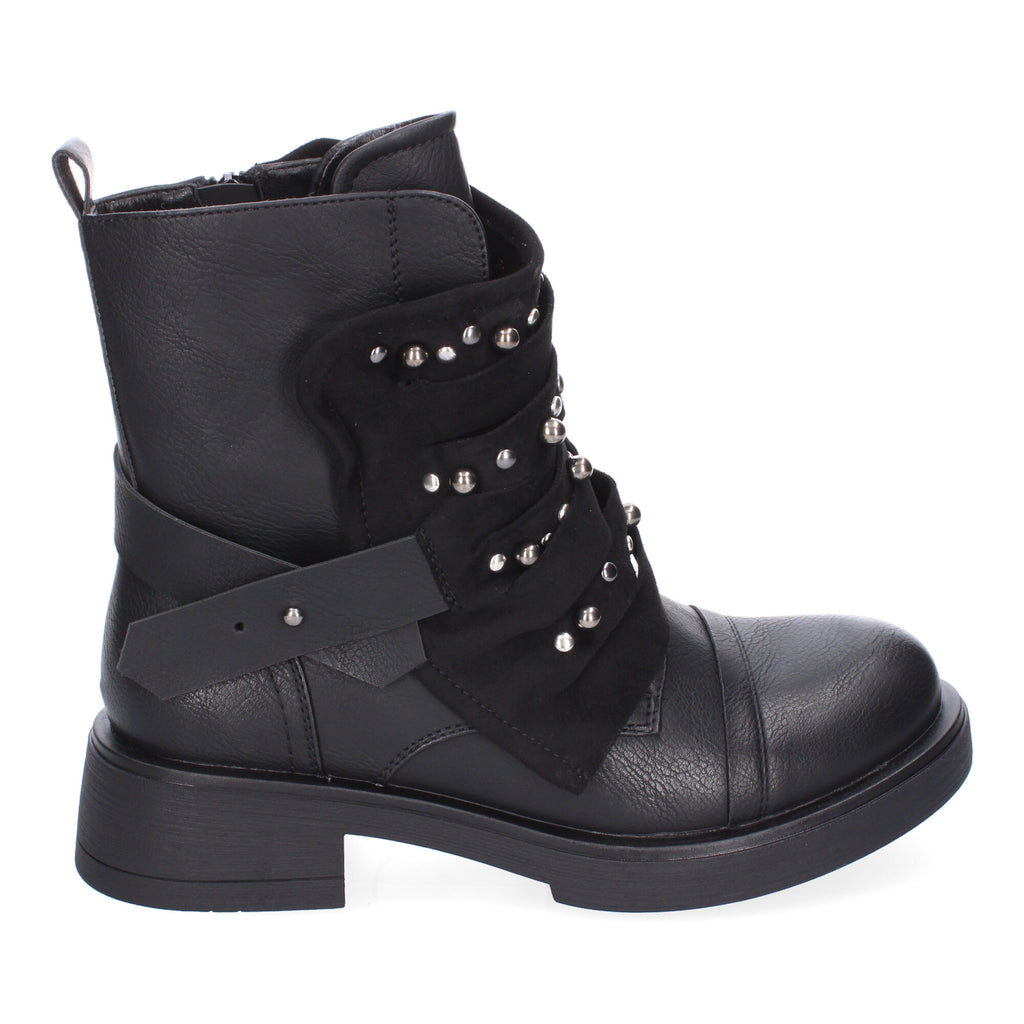 Botin De Tacon  Adornos Metálicos  Para Mujer