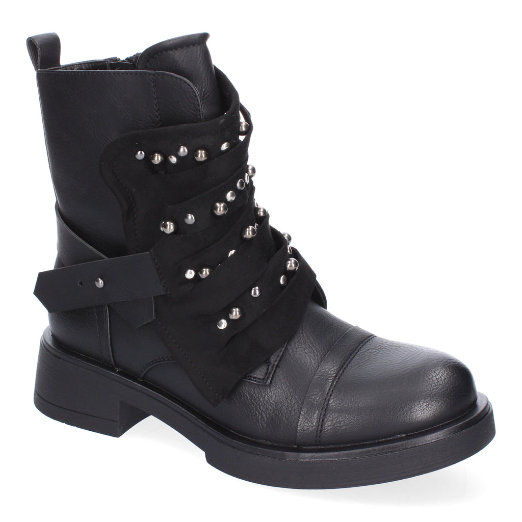Botin De Tacon  Adornos Metálicos  Para Mujer