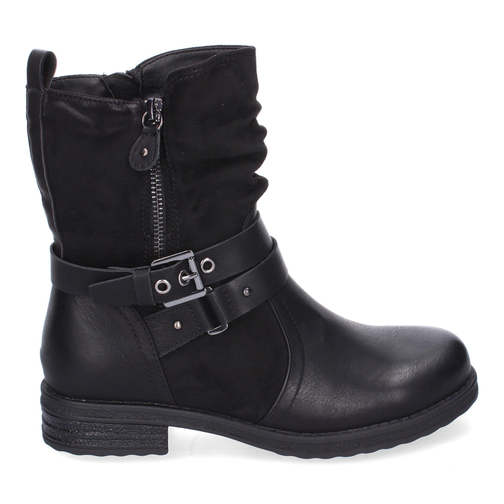 Botas de Mujer Elegantes con Hebillas, Tiras Decorativas y Cremallera Lateral
