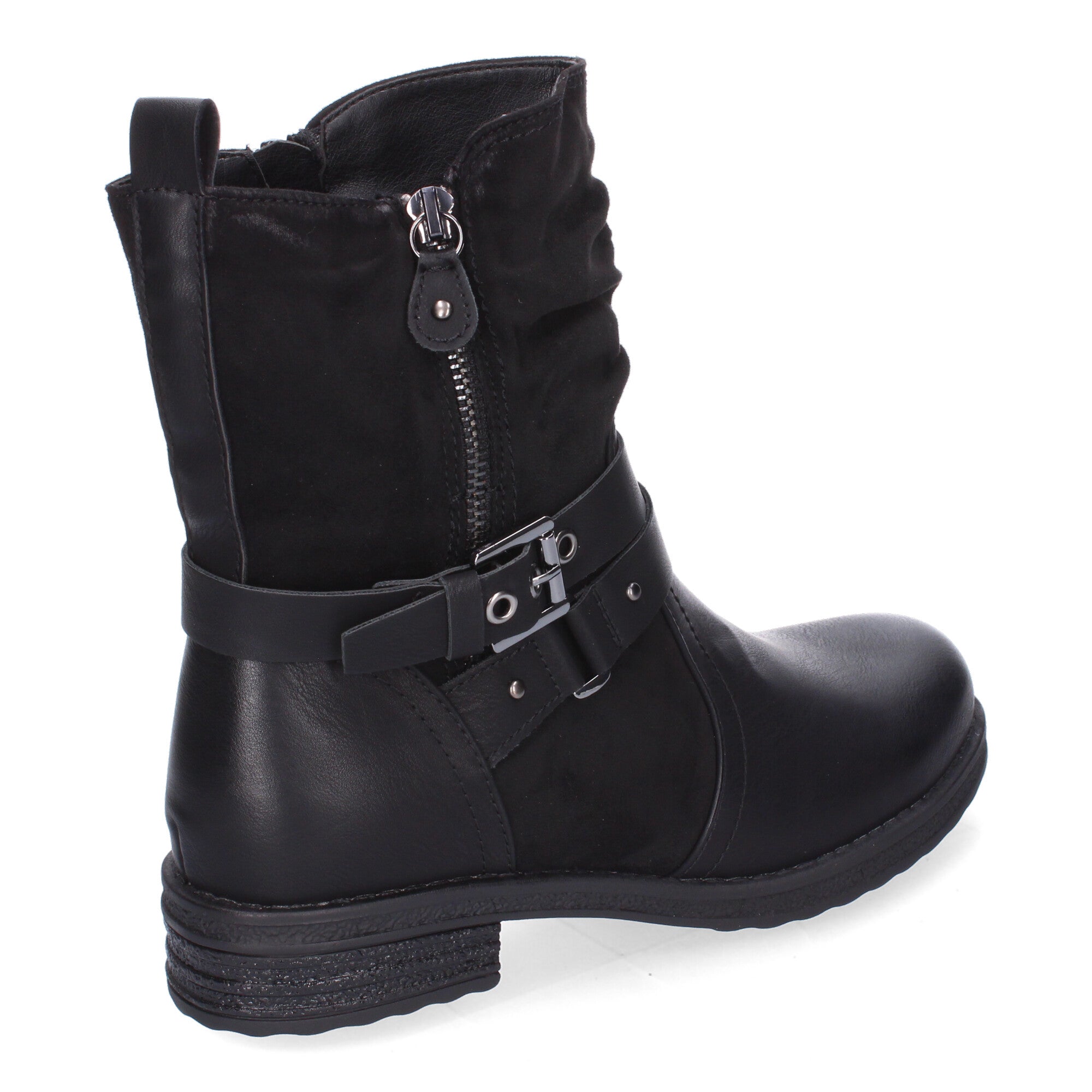 Botas de Mujer Elegantes con Hebillas, Tiras Decorativas y Cremallera Lateral
