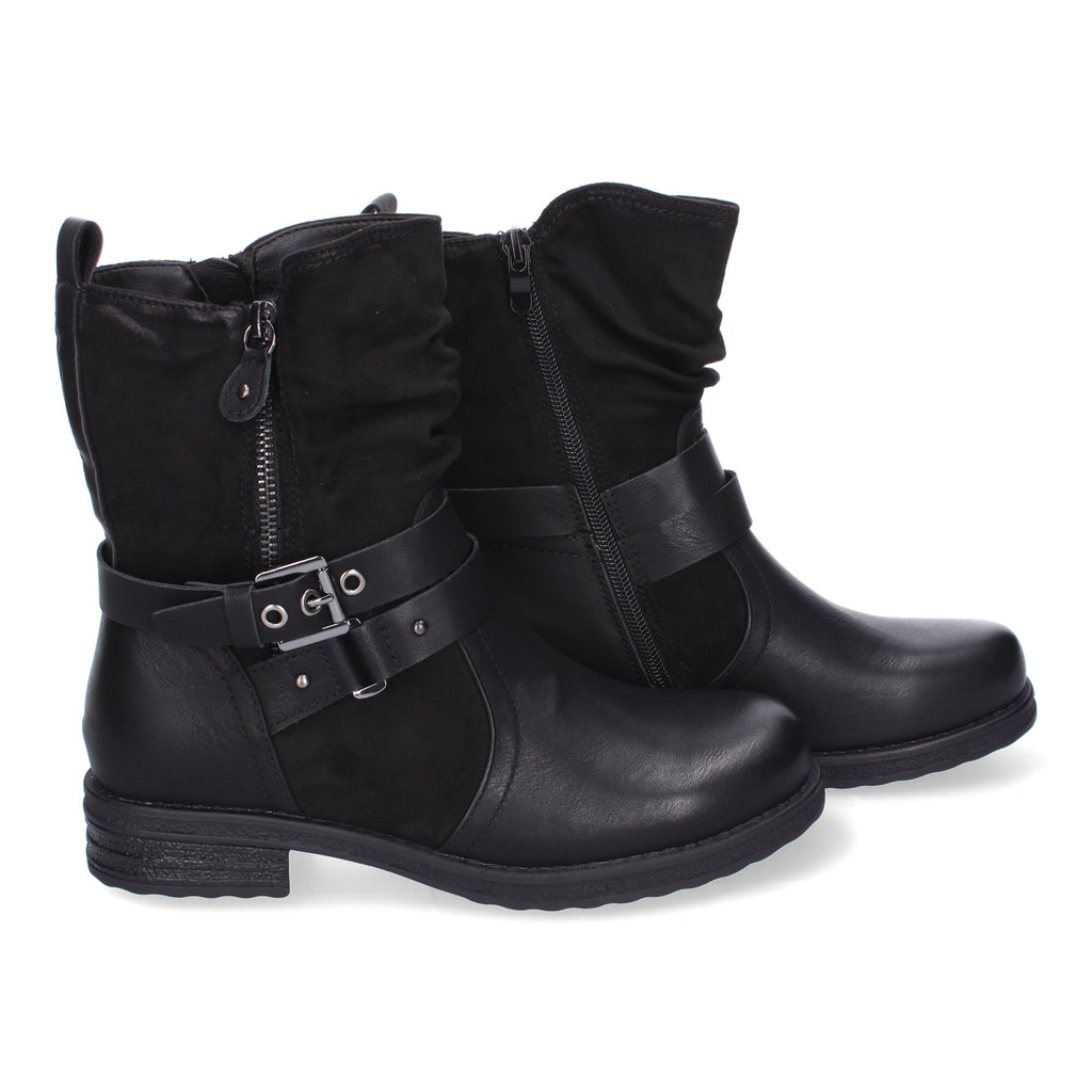 Botas de Mujer Elegantes con Hebillas, Tiras Decorativas y Cremallera Lateral