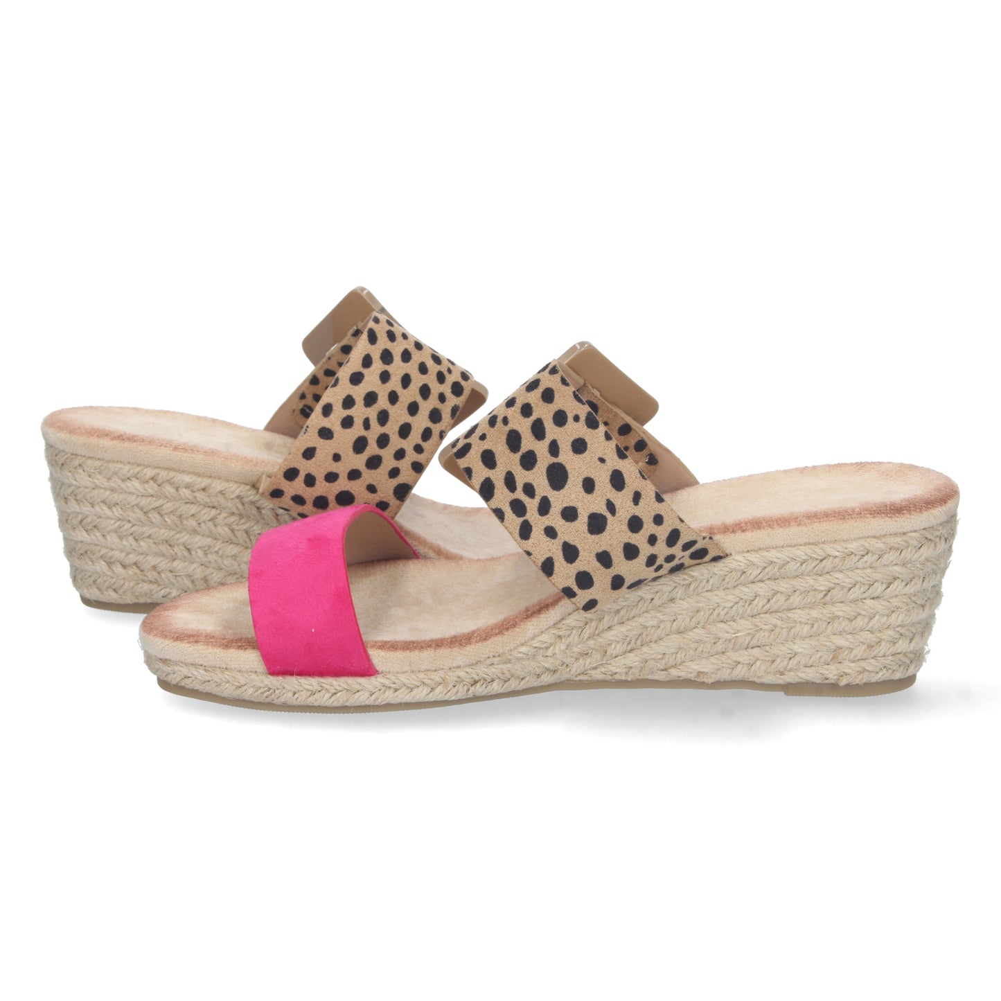 CyrenaStyle Fucsia Leopardo – Sandalia de Cuña para Mujer con Estampado Animal Print y Talón Abierto | Primavera-Verano, Cómoda y Atemporal