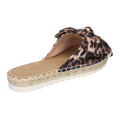 CyrenaStyle Leopardo con Lazo – Sandalia Plano para Mujer con Lazo en la Pala | Primavera-Verano, Estilo Animal Print