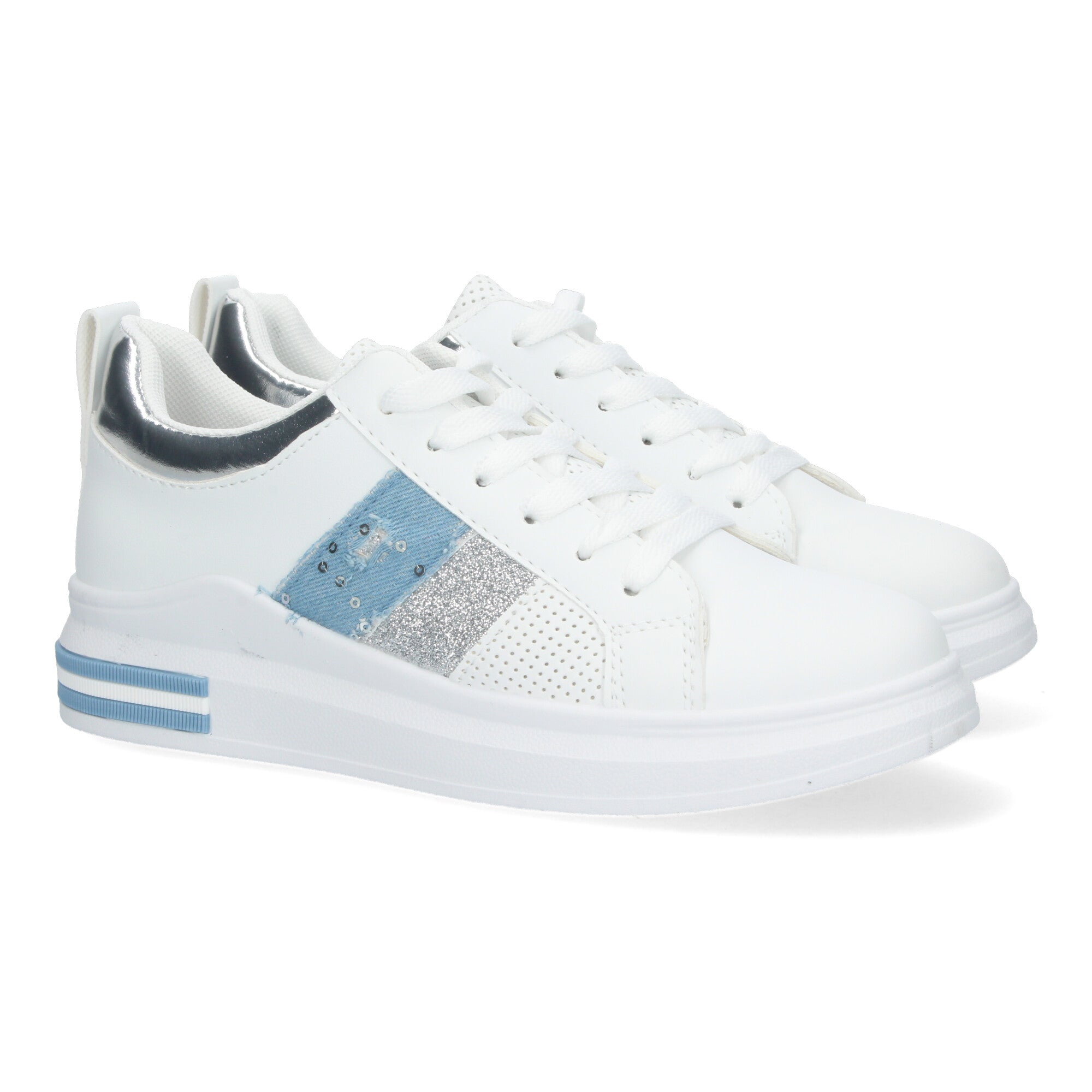 Zapatillas Deportivas Casual  Blancas y Azules De plataforma  de Mujer