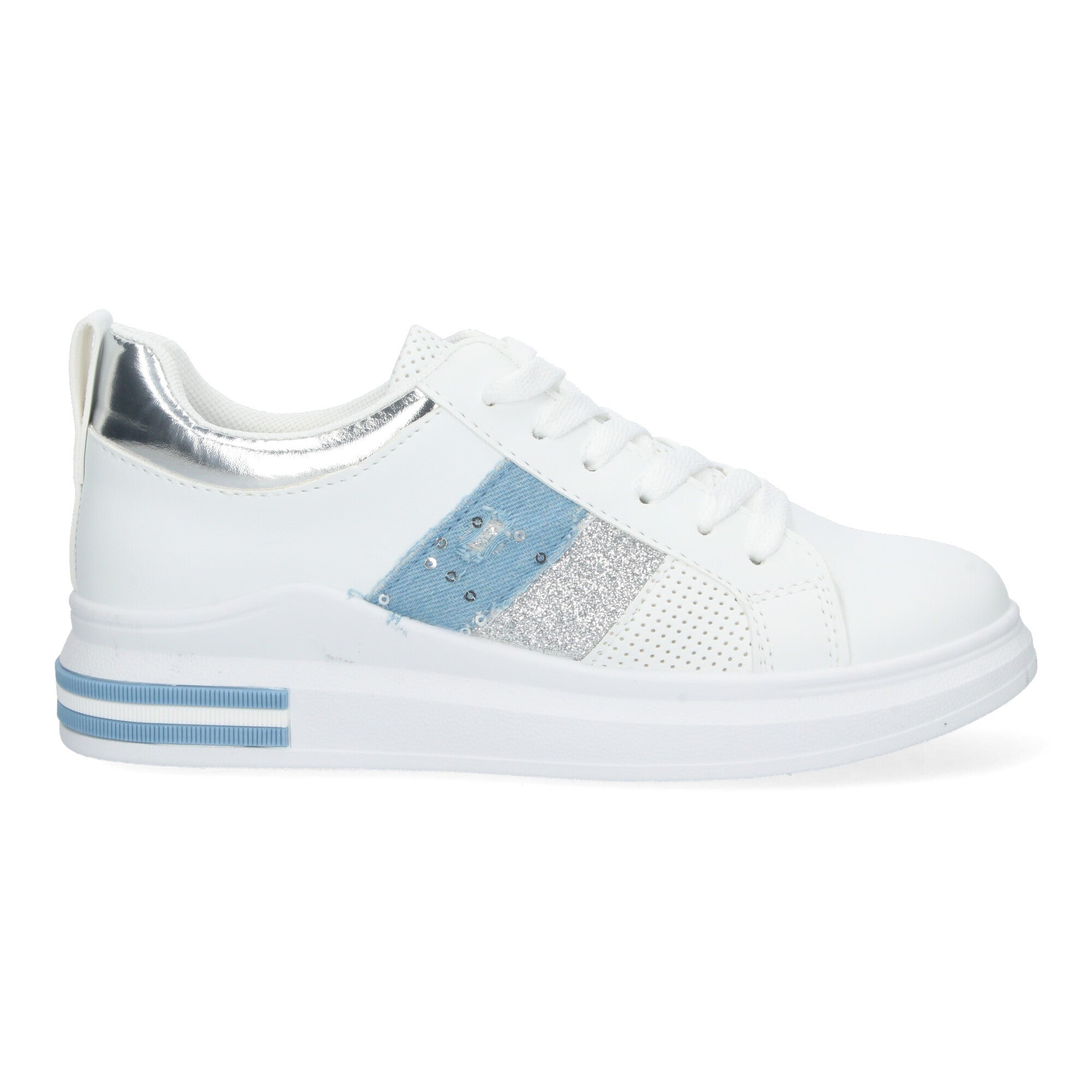 Zapatillas Deportivas Casual  Blancas y Azules De plataforma  de Mujer