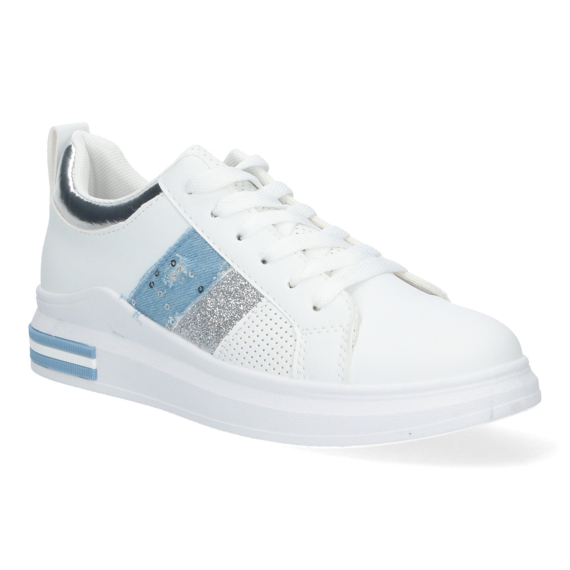 Zapatillas Deportivas Casual  Blancas y Azules De plataforma  de Mujer