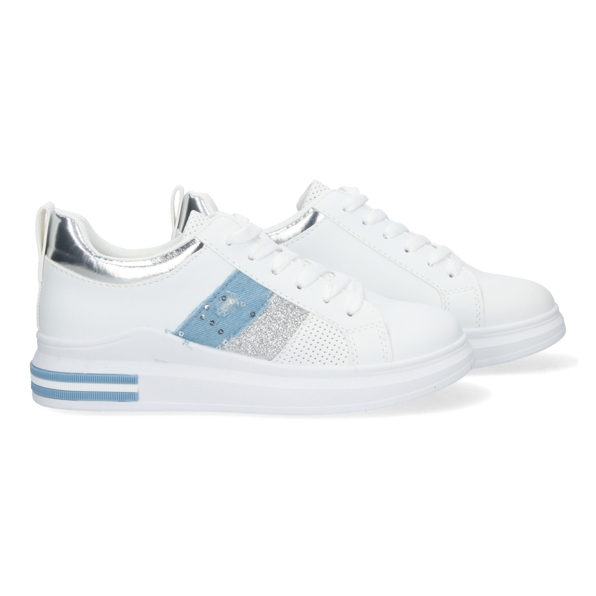 Zapatillas Deportivas Casual  Blancas y Azules De plataforma  de Mujer