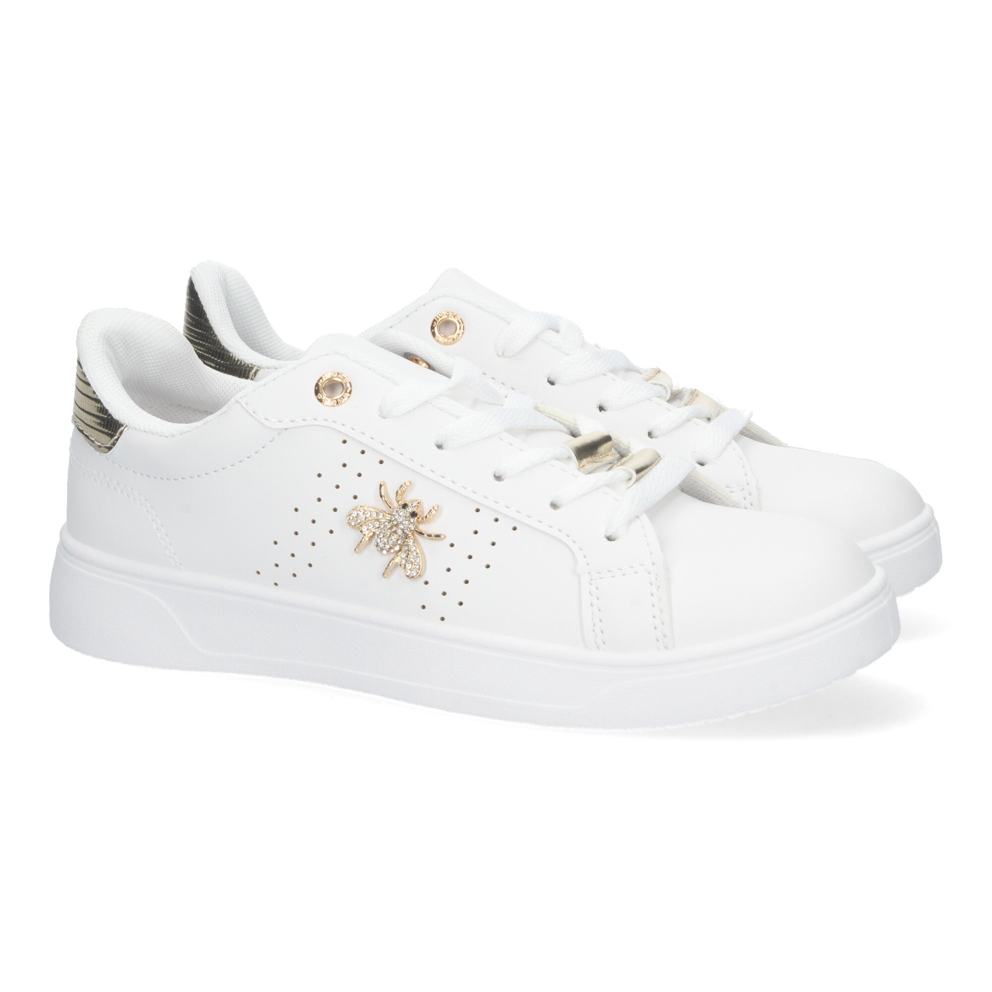 Zapatillas Deportivas Casual  Blancas y Doradas De plataforma  de Mujer