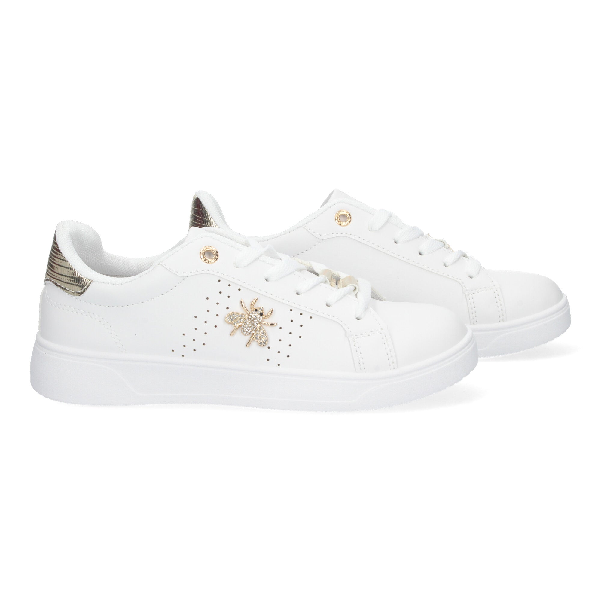 Zapatillas Deportivas Casual  Blancas y Doradas De plataforma  de Mujer