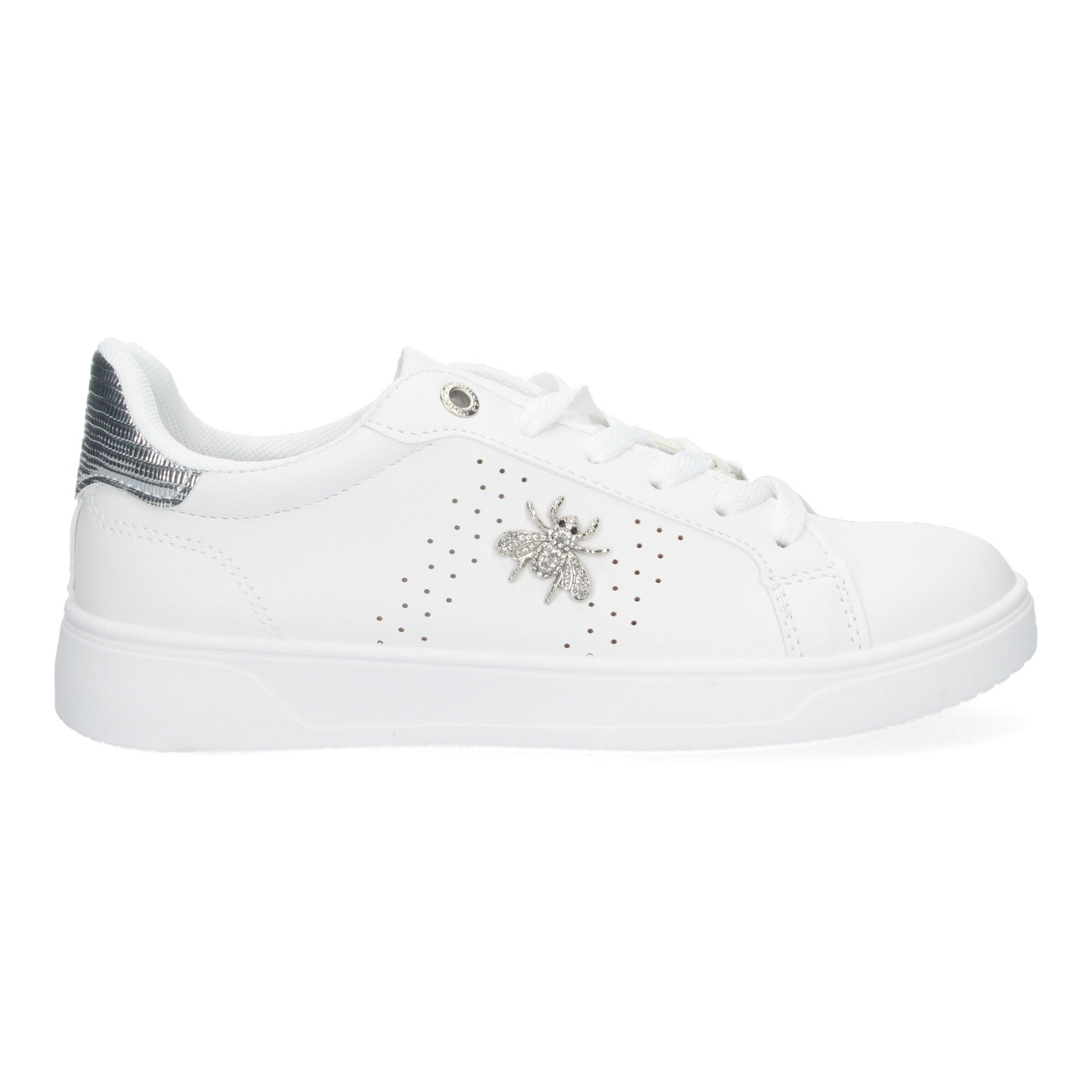 Zapatillas Deportivas Casual  Blancas y Plateadas De plataforma  de Mujer