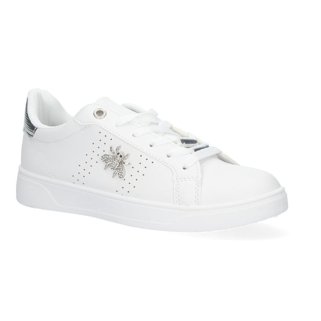 Zapatillas Deportivas Casual  Blancas y Plateadas De plataforma  de Mujer