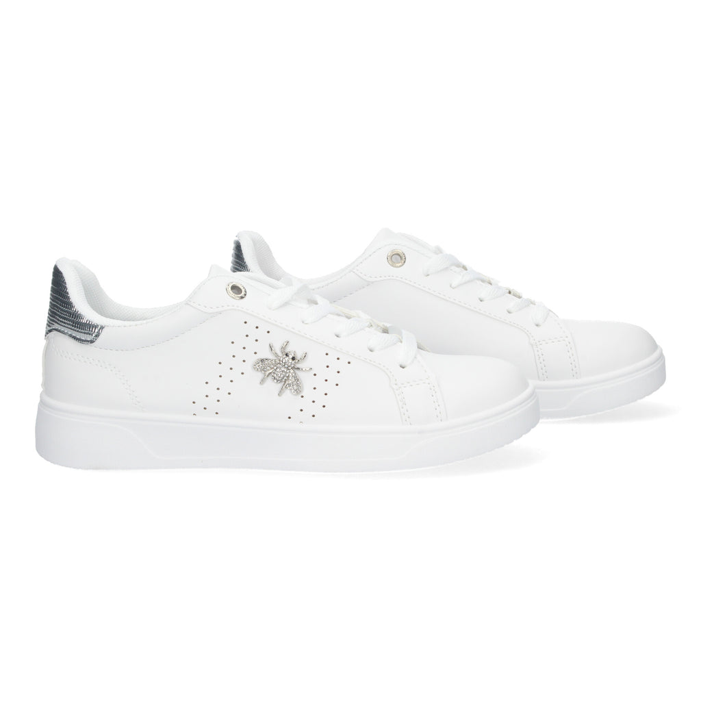Zapatillas Deportivas Casual  Blancas y Plateadas De plataforma  de Mujer