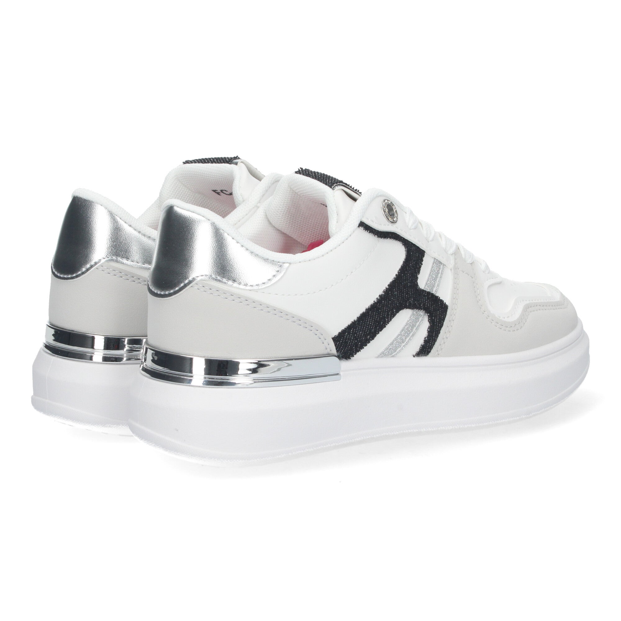 Zapatillas Deportivas  Casual Blancas y Negras De Plataforma de Mujer