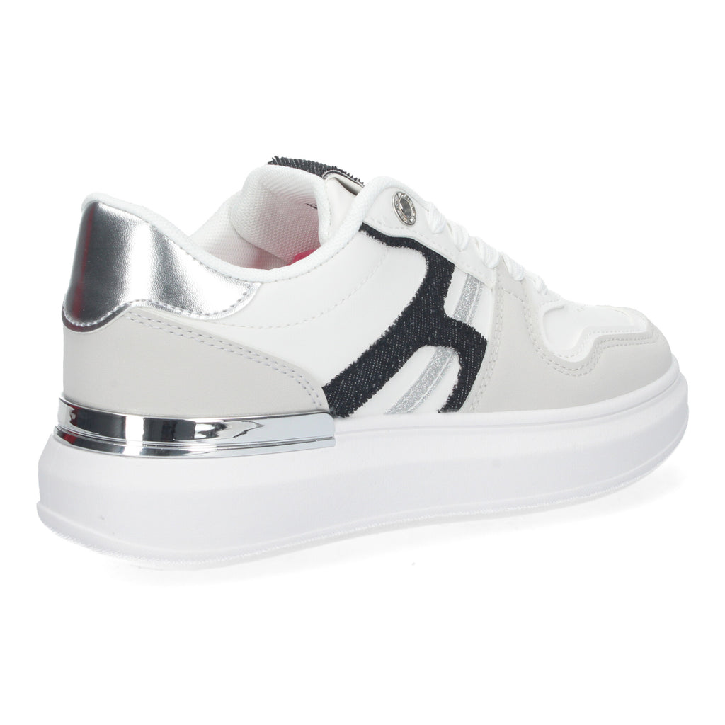 Zapatillas Deportivas  Casual Blancas y Negras De Plataforma de Mujer