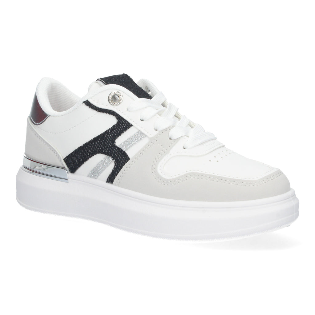 Zapatillas Deportivas  Casual Blancas y Negras De Plataforma de Mujer