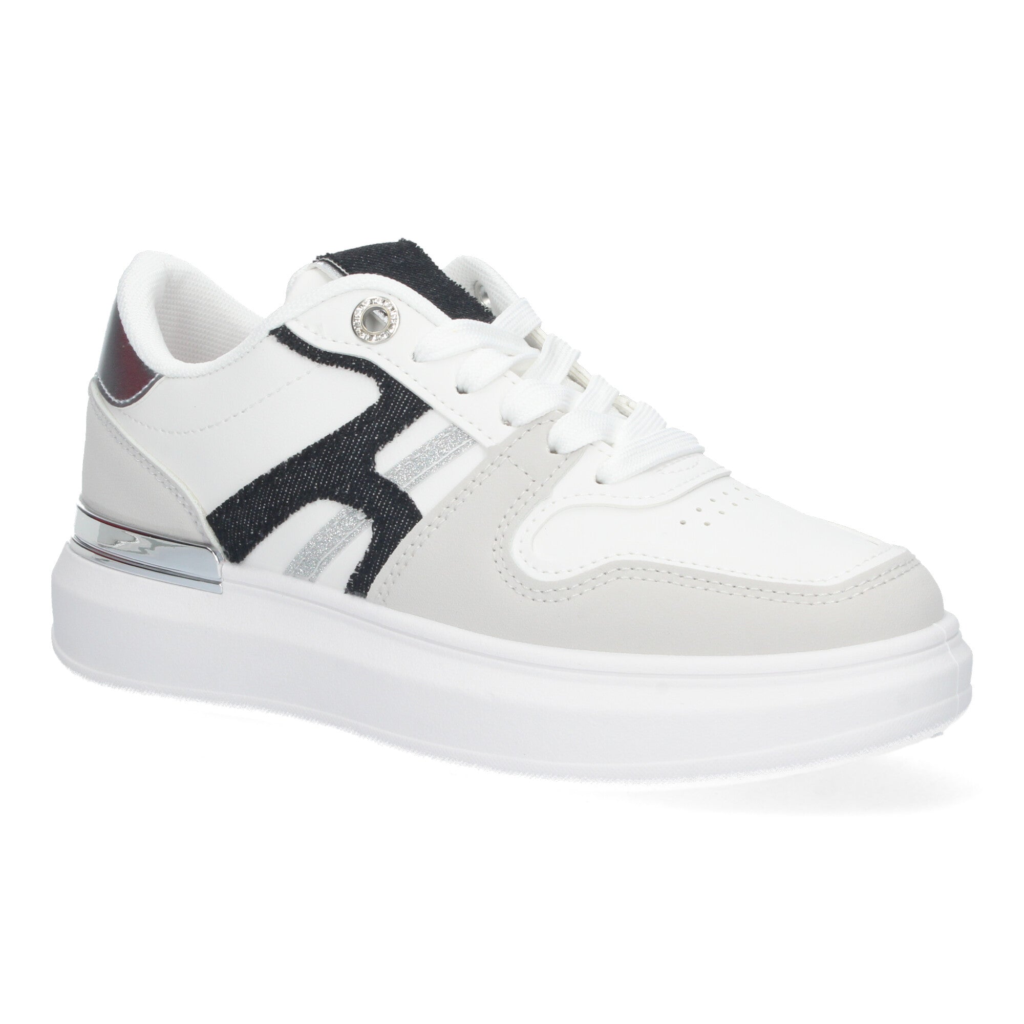 Zapatillas Deportivas  Casual Blancas y Negras De Plataforma de Mujer