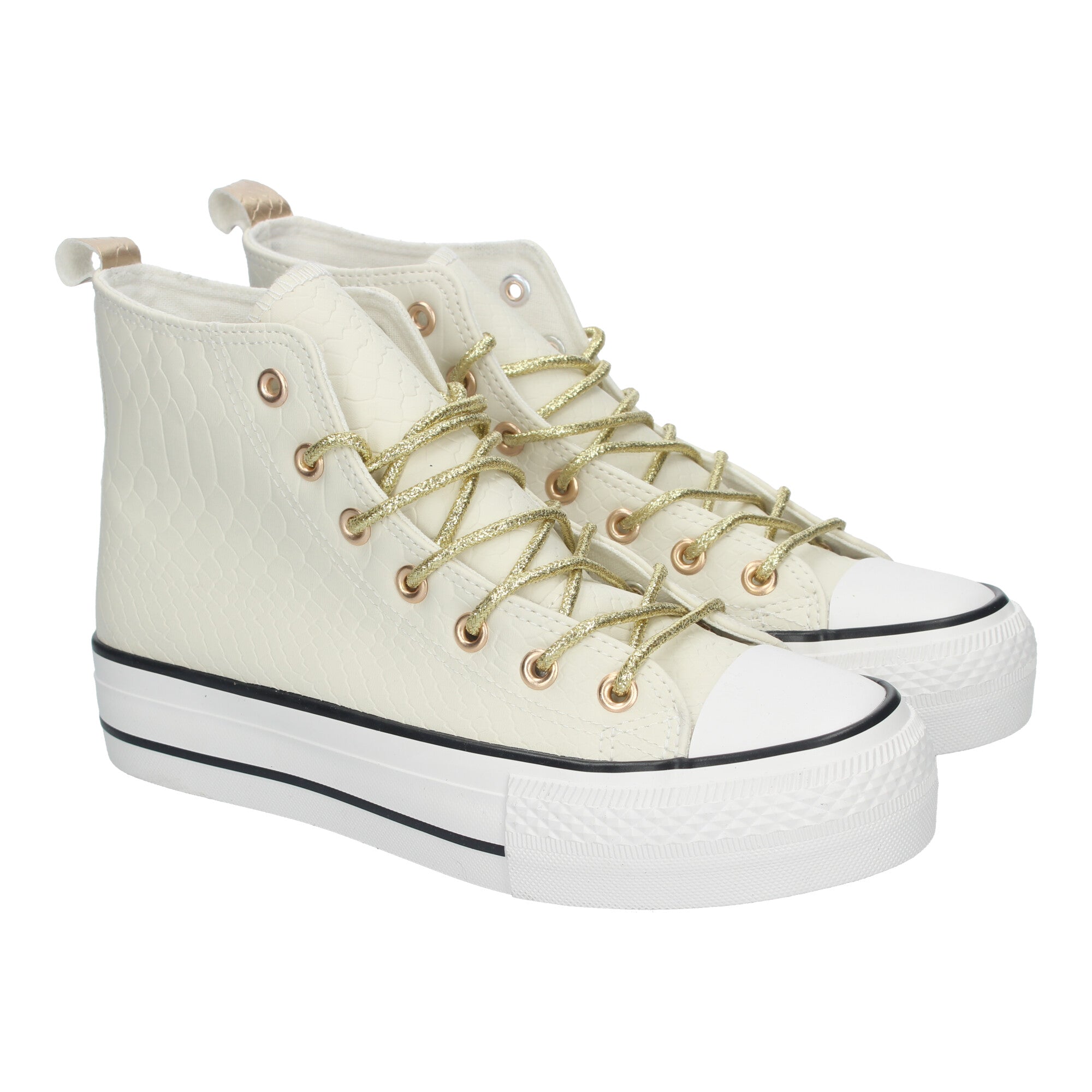 Zapatilla Bamba Abotinada Plana Blanca  para Mujer
