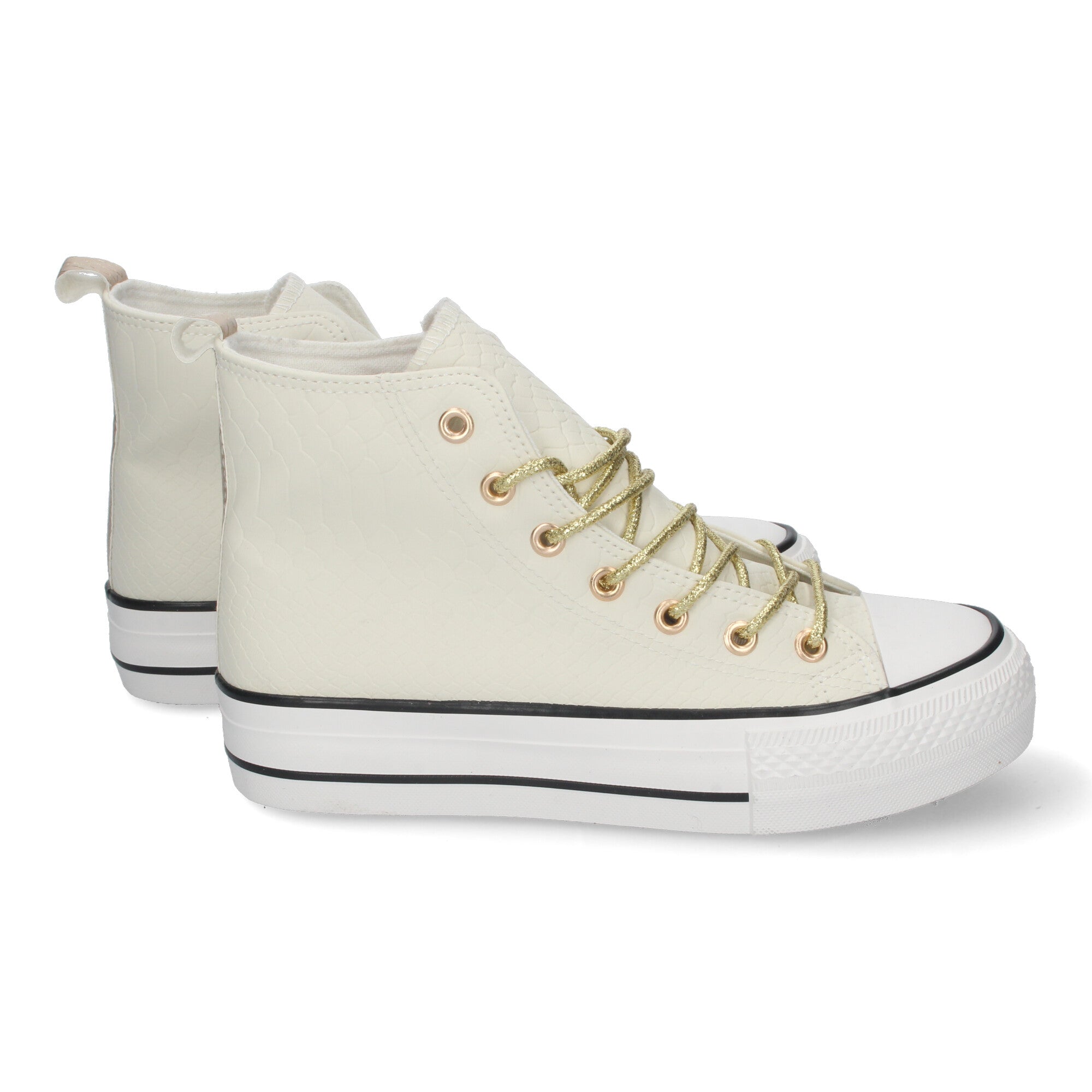 Zapatilla Bamba Abotinada Plana Blanca  para Mujer