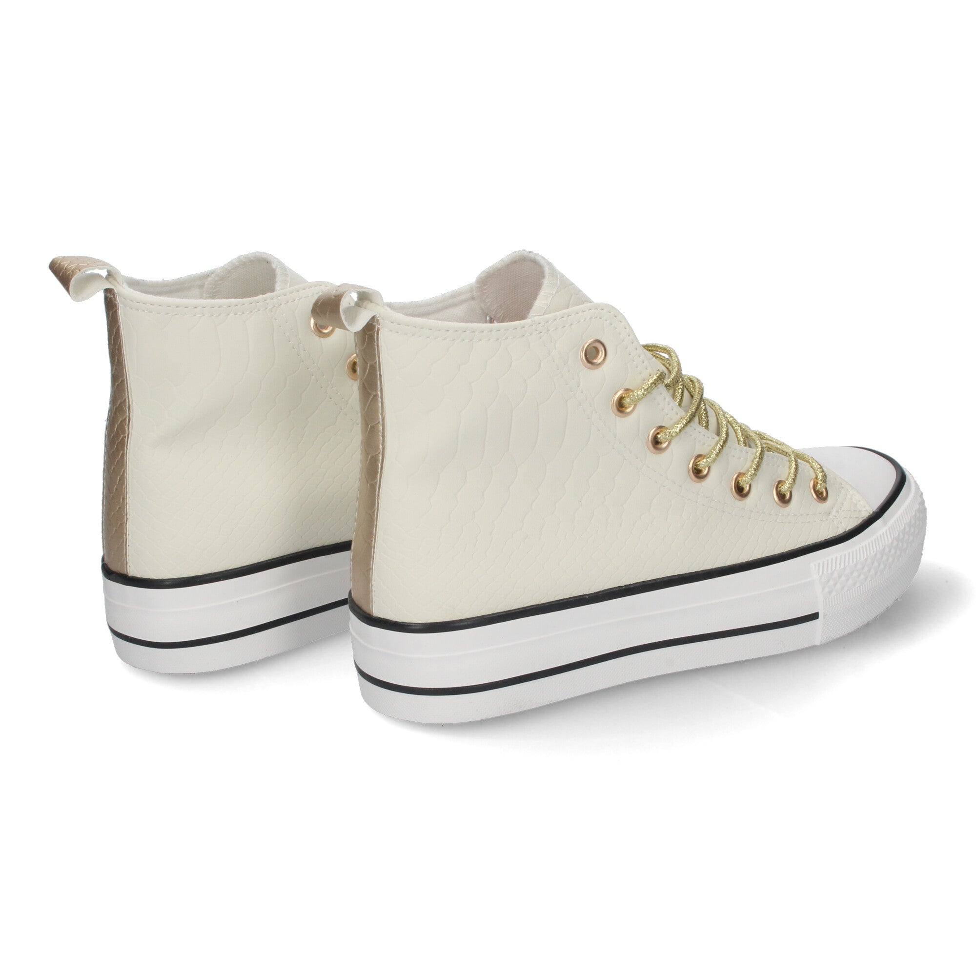 Zapatilla Bamba Abotinada Plana Blanca  para Mujer