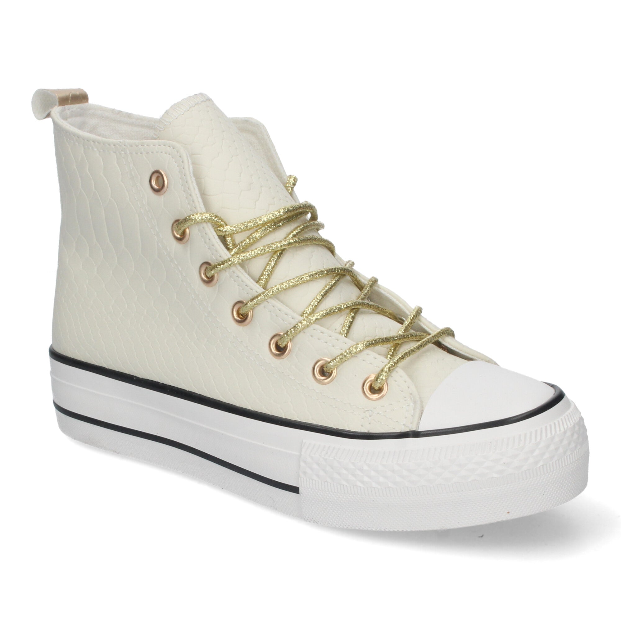 Zapatilla Bamba Abotinada Plana Blanca  para Mujer