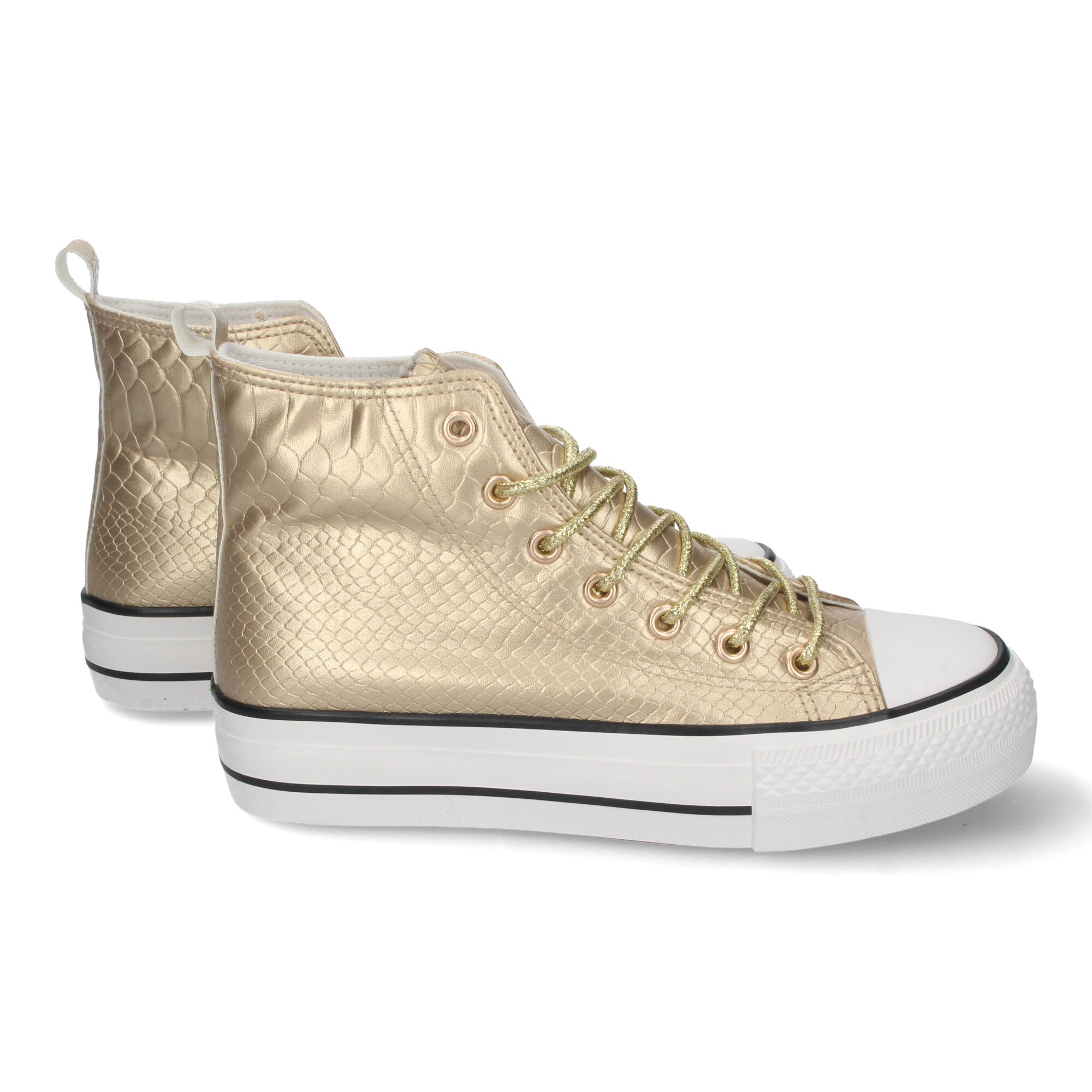 Zapatilla Bamba Abotinada Plana Dorada para Mujer