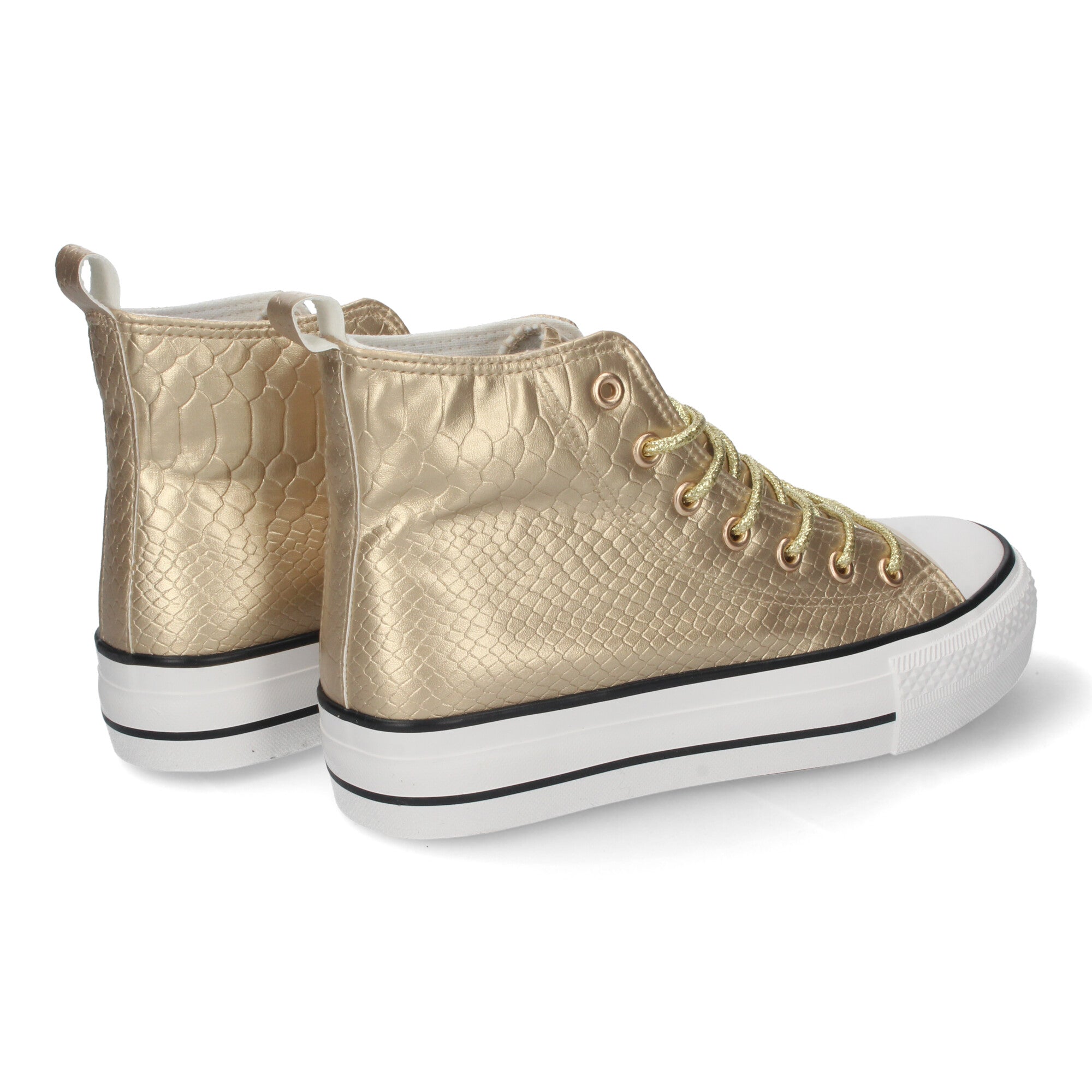 Zapatilla Bamba Abotinada Plana Dorada para Mujer