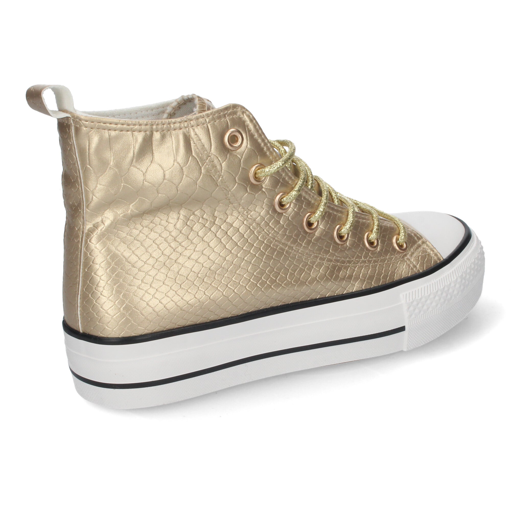 Zapatilla Bamba Abotinada Plana Dorada para Mujer