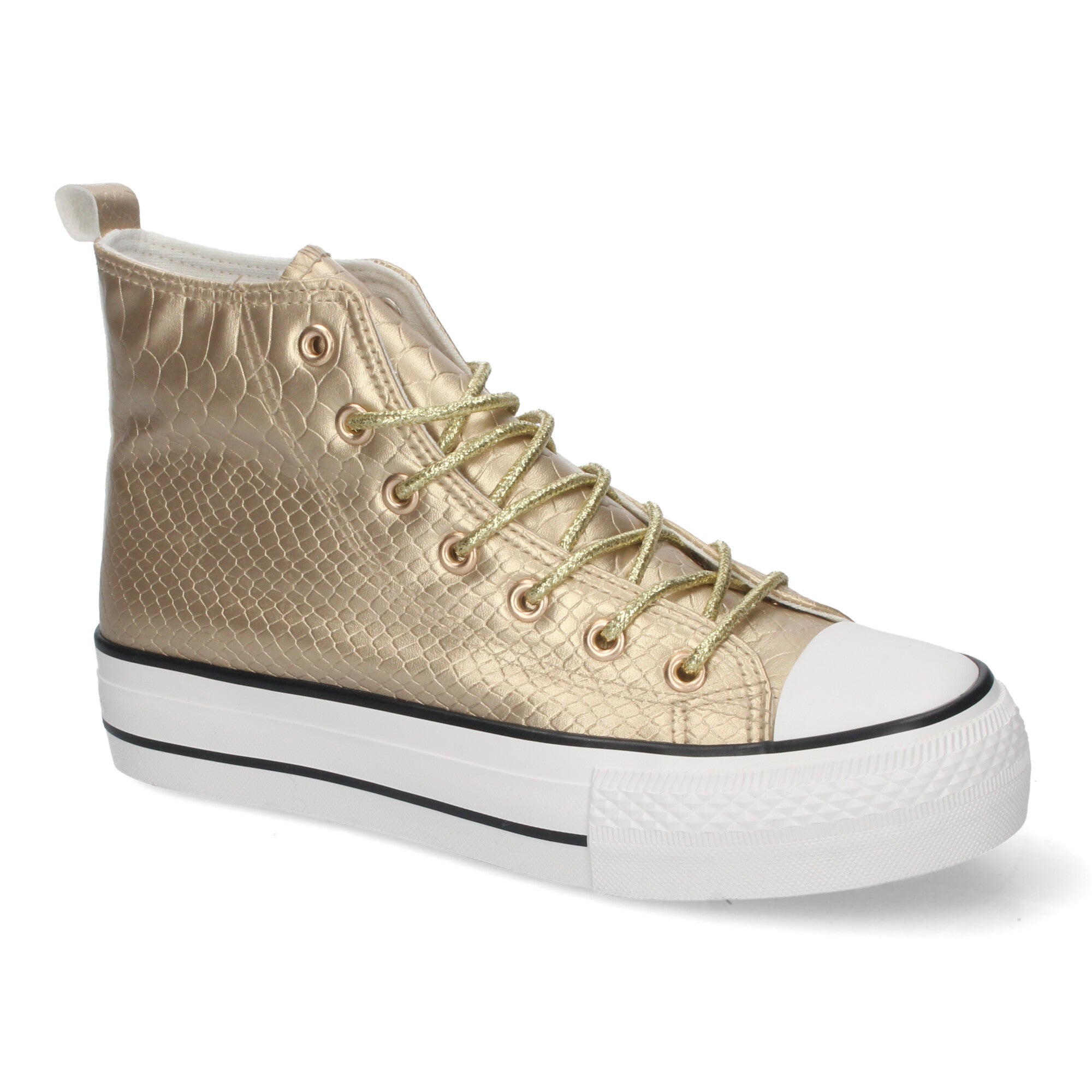Zapatilla Bamba Abotinada Plana Dorada para Mujer