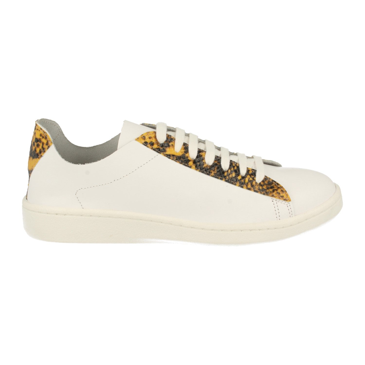Zapatilla Piel Blanca y Dorada Para Mujer