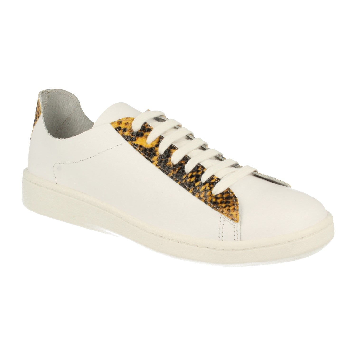 Zapatilla Piel Blanca y Dorada Para Mujer