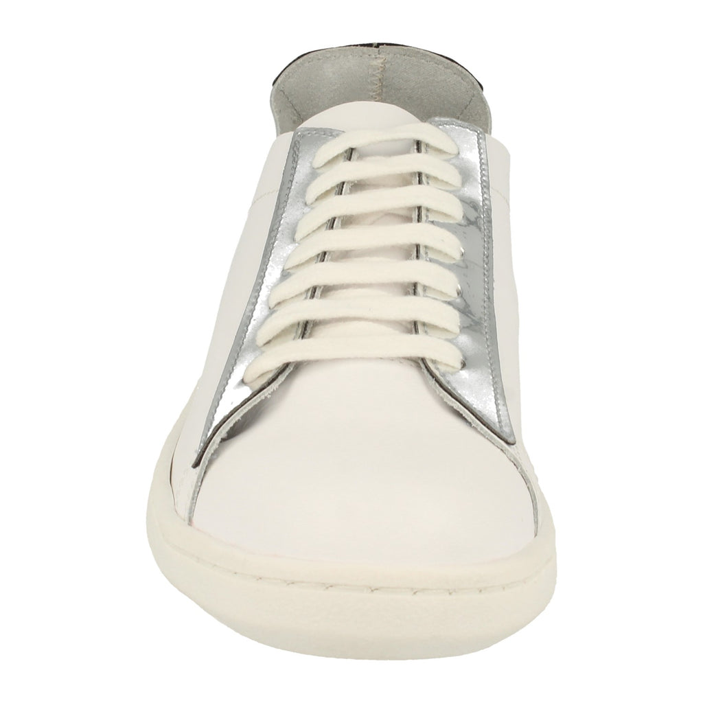 Zapatilla Piel Blanca y Plateada Para Mujer