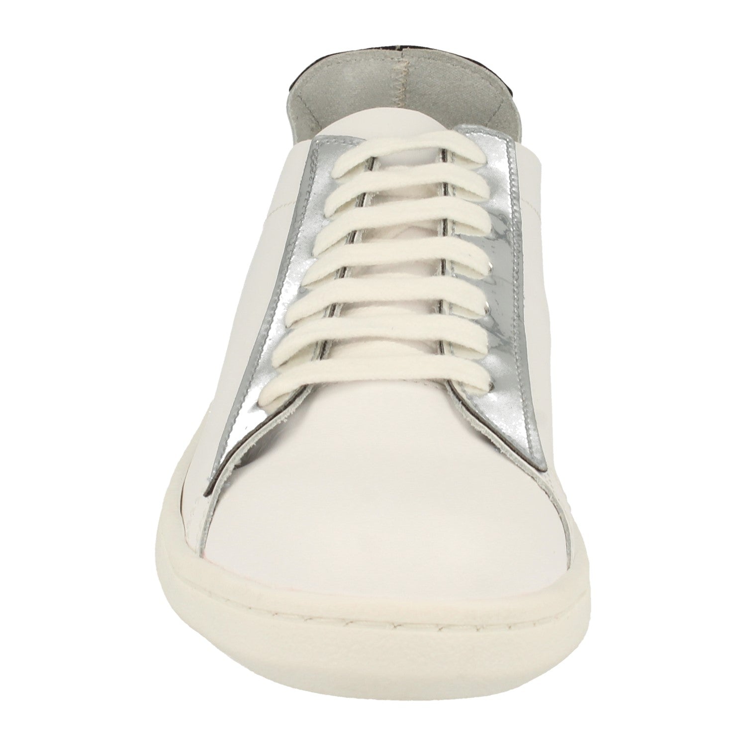 Zapatilla Piel Blanca y Plateada Para Mujer