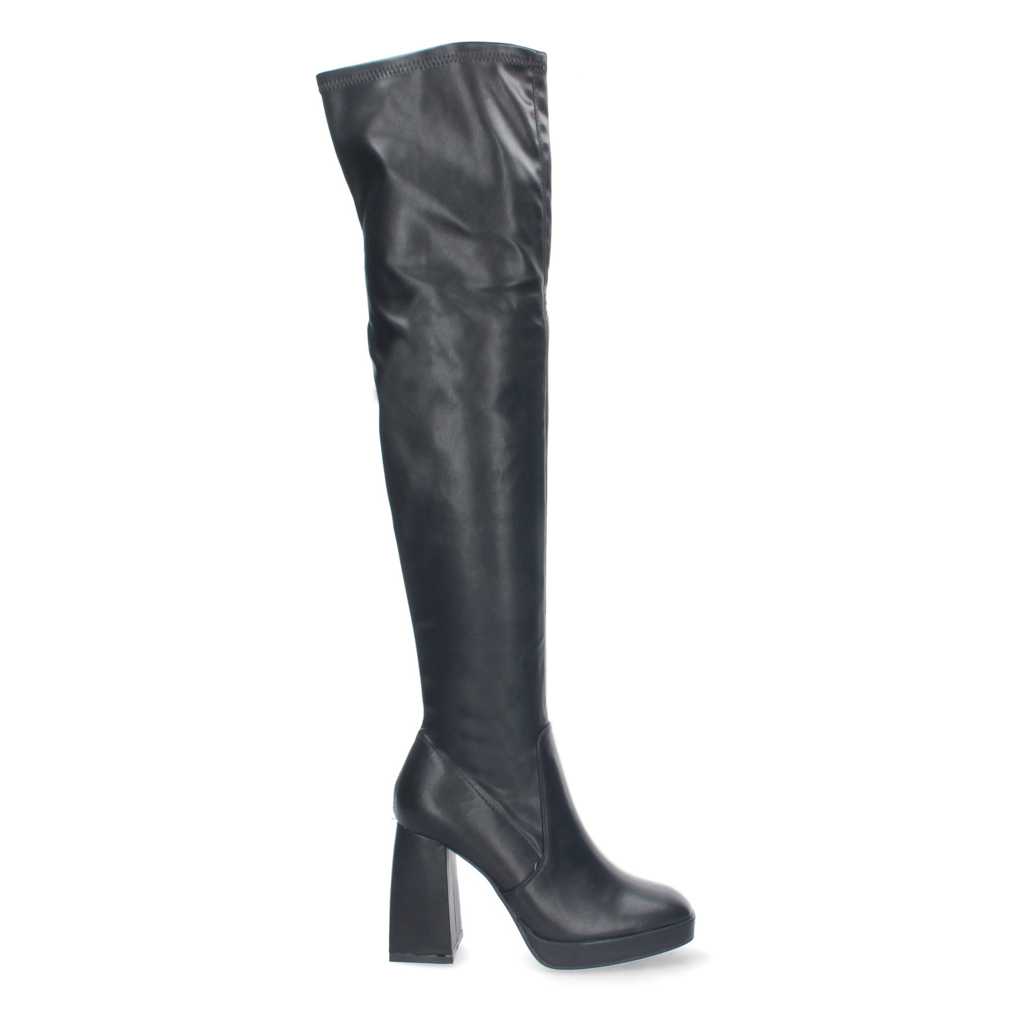 Bota Alta de Tacón para Mujer Cómoda con Mini Plataforma y Cremallera