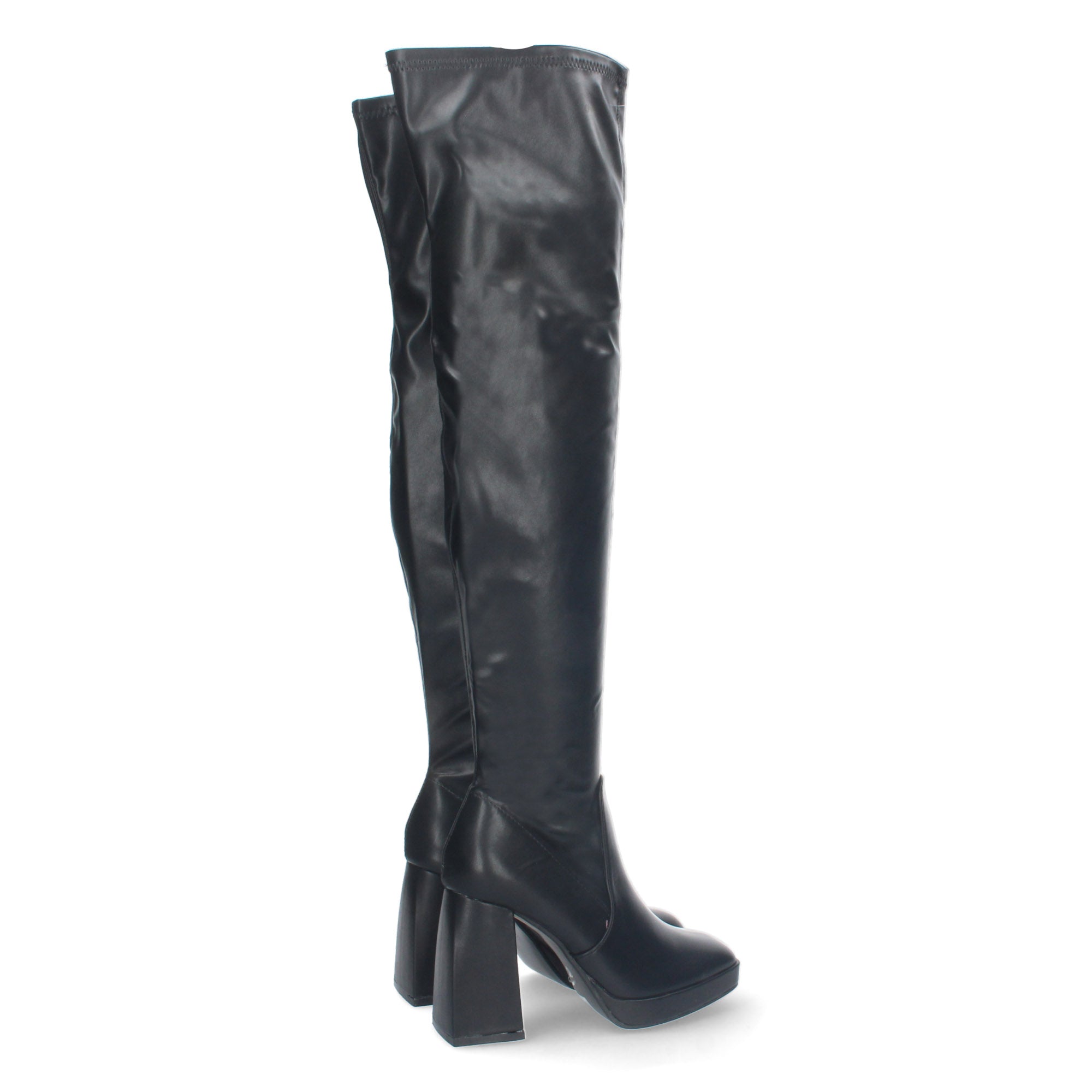 Bota Alta de Tacón para Mujer Cómoda con Mini Plataforma y Cremallera