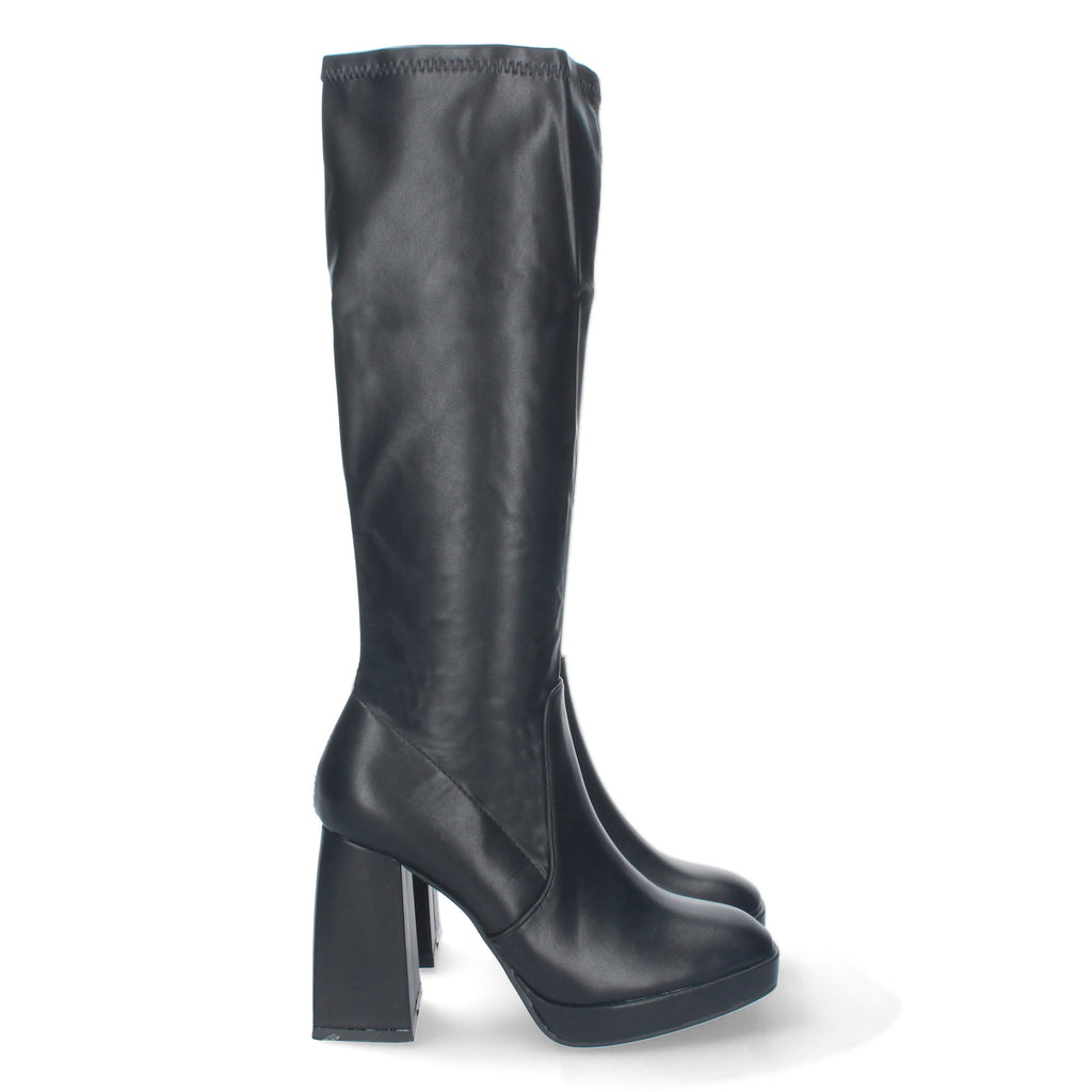Bota de Tacón para Mujer Cómoda con Estampado Liso y Cremallera