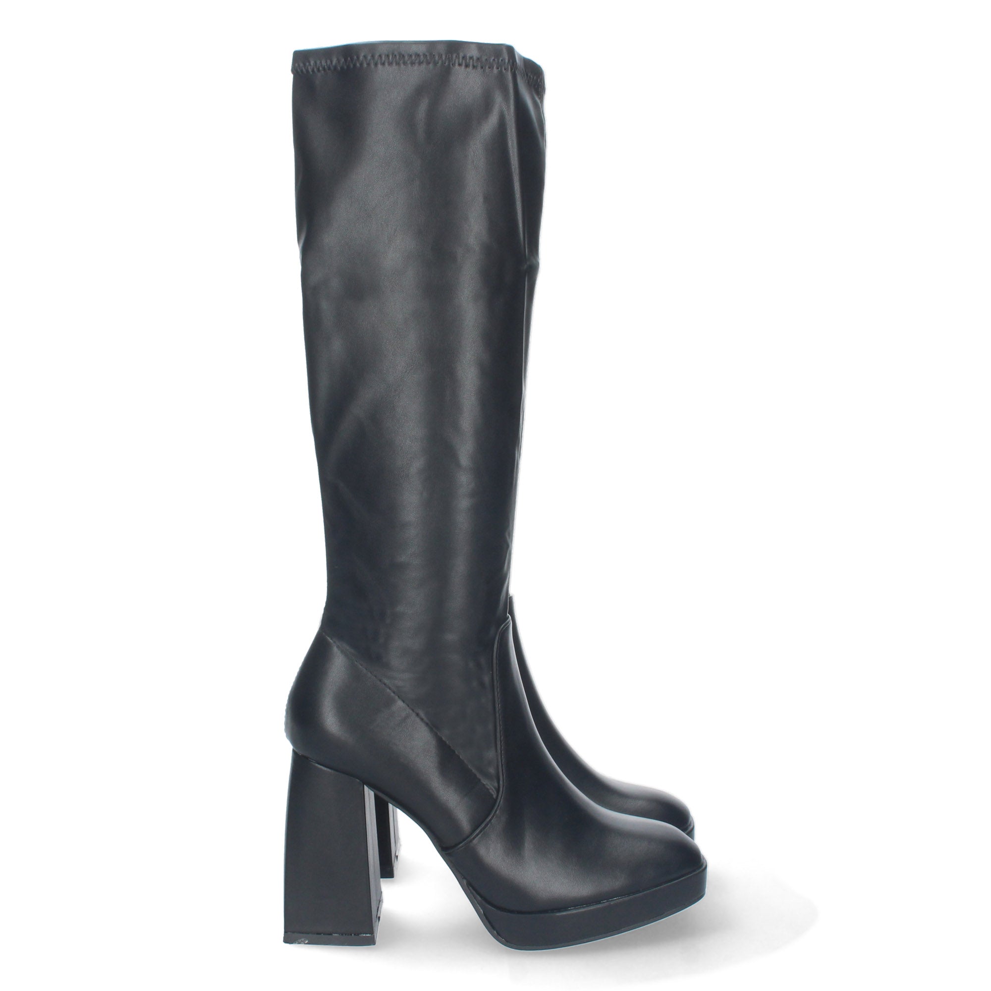 Bota de Tacón para Mujer Cómoda con Estampado Liso y Cremallera