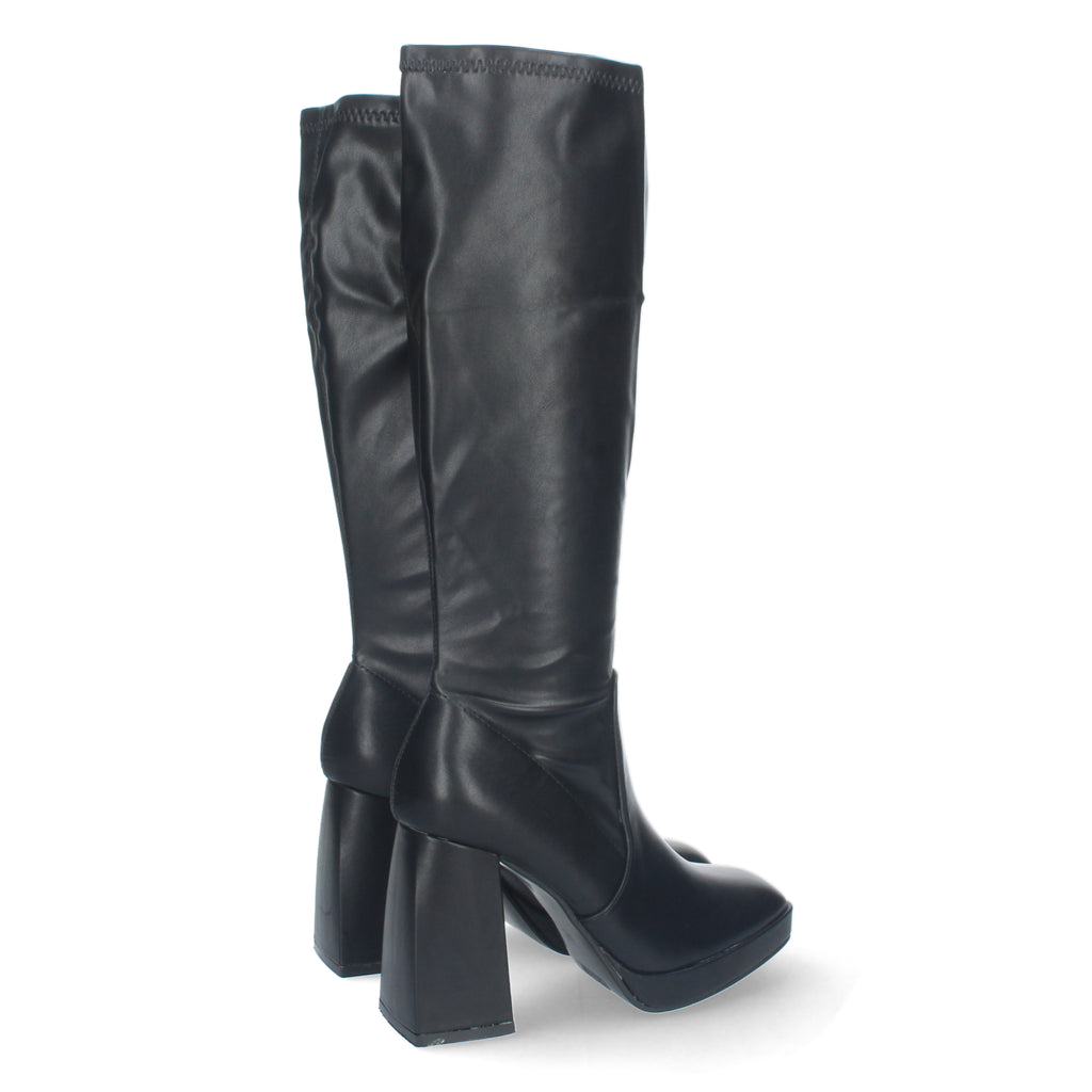 Bota de Tacón para Mujer Cómoda con Estampado Liso y Cremallera