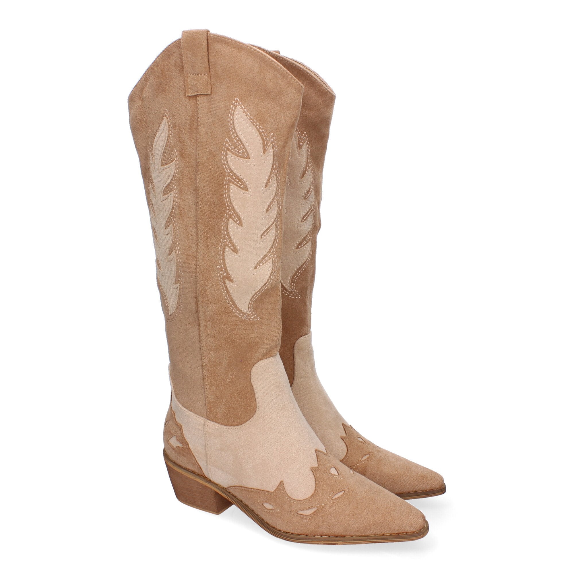 Bota de Tacón para Mujer Cómoda con Estampado Liso y Cremallera