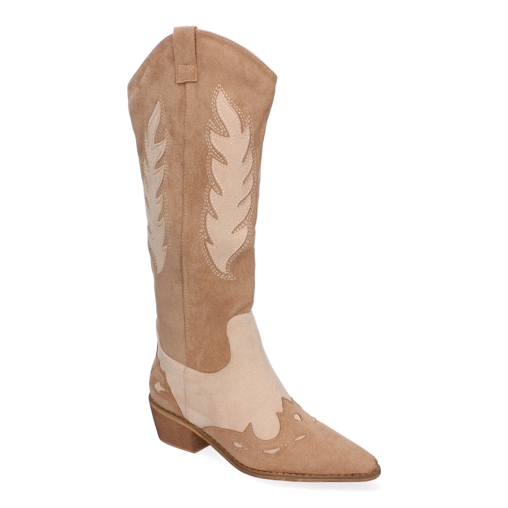 Bota de Tacón para Mujer Cómoda con Estampado Liso y Cremallera