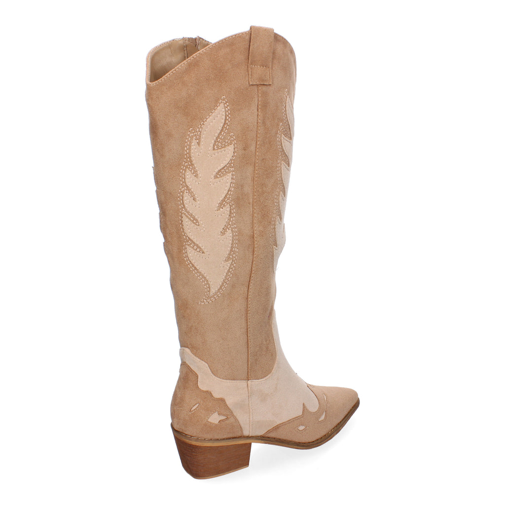 Bota de Tacón para Mujer Cómoda con Estampado Liso y Cremallera