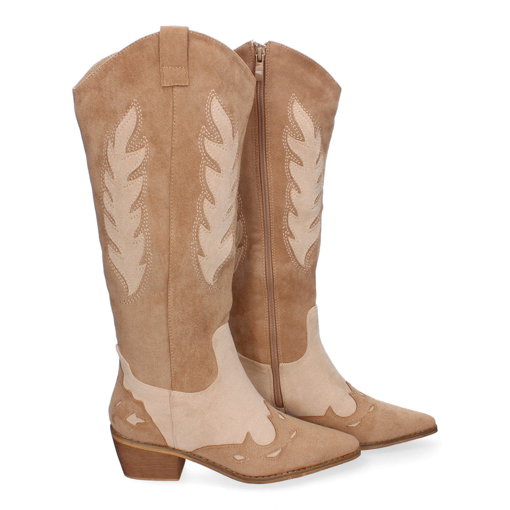 Bota de Tacón para Mujer Cómoda con Estampado Liso y Cremallera