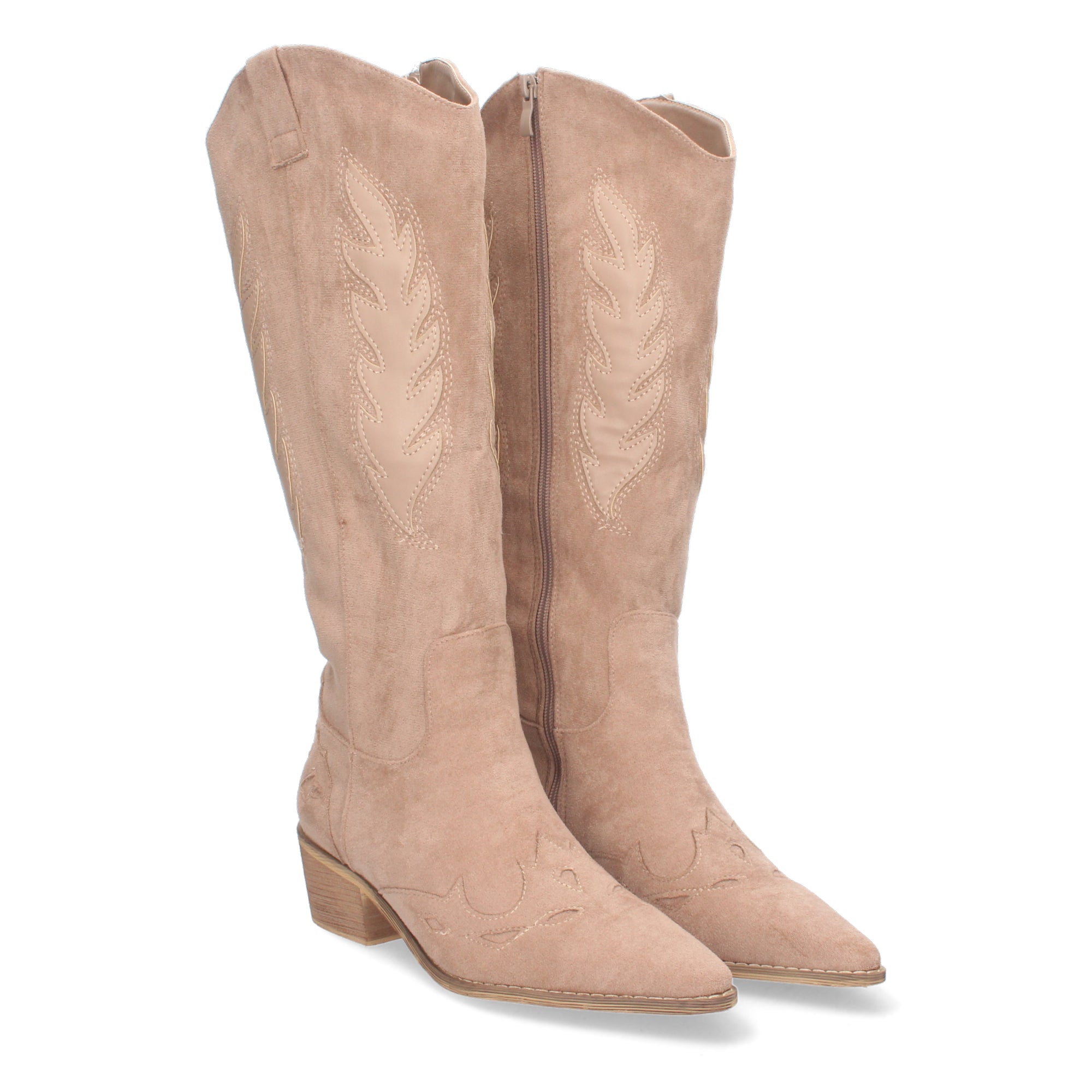 Bota de Tacón para Mujer Cómoda con Estampado Liso y Cremallera