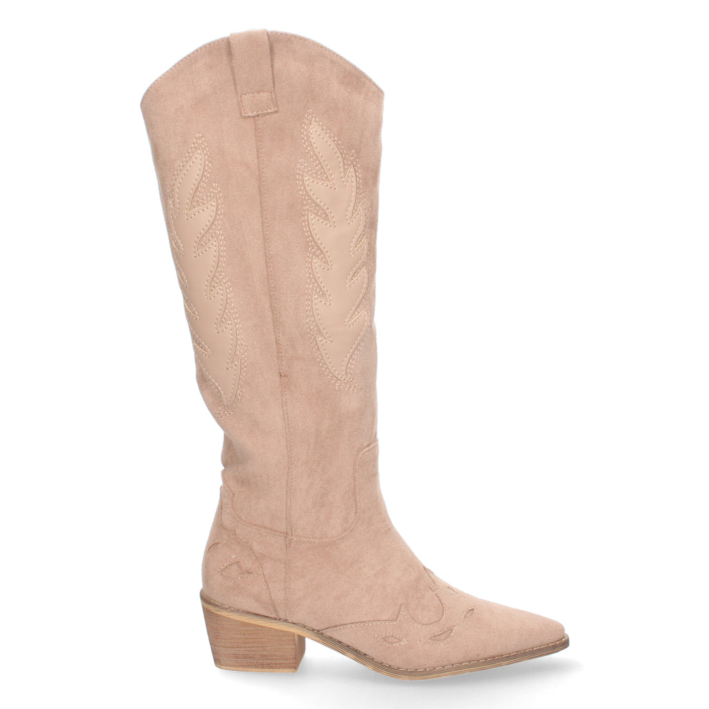 Bota de Tacón para Mujer Cómoda con Estampado Liso y Cremallera