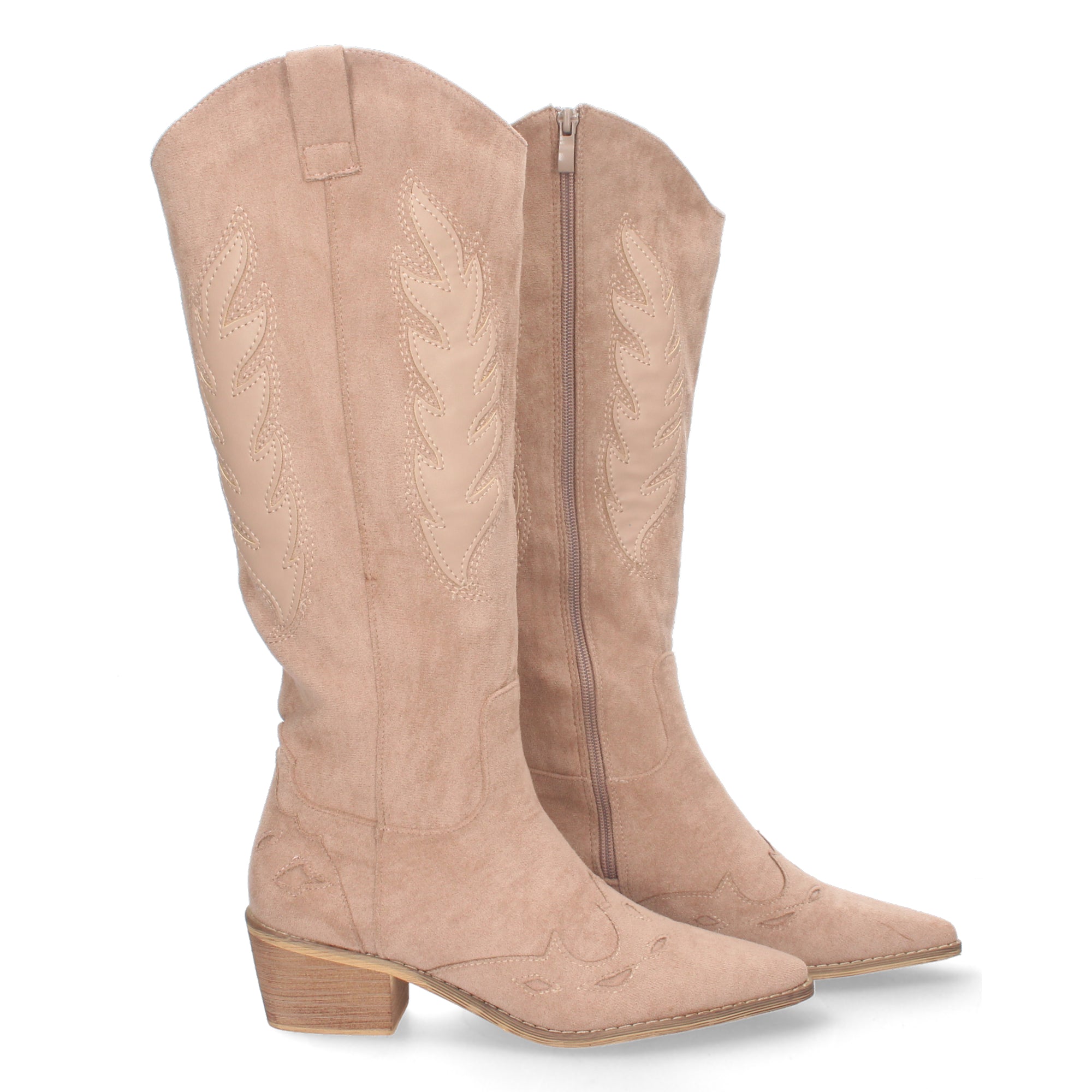 Bota de Tacón para Mujer Cómoda con Estampado Liso y Cremallera